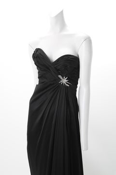 Thierry Mugler Strapless Black Satin Gown, c.1980s