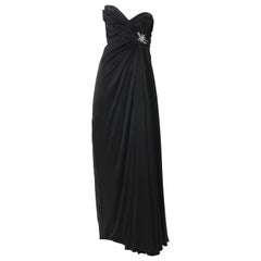 Abito senza spalline in raso nero di Thierry Mugler, anni '80 ca.