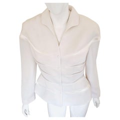 Thierry Mugler Striped Panel Shadow Waist Bee White Vintage Coat Blazer Jacket