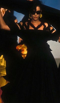 Thierry Mugler Stunning Rare Archival Black Linen Goddess Dress SS 1982
