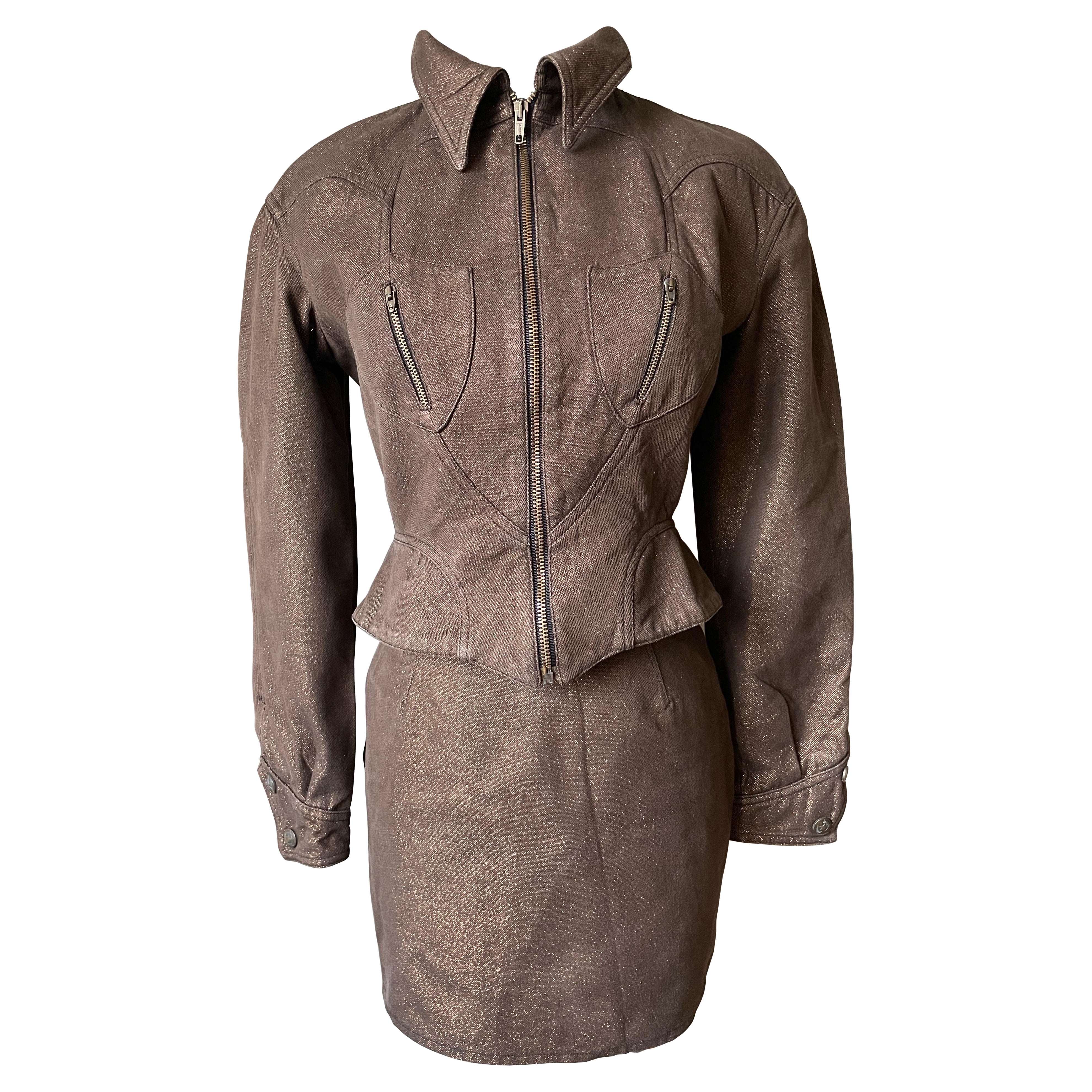 Thierry Mugler suit Jacket and skirt vintage en vente