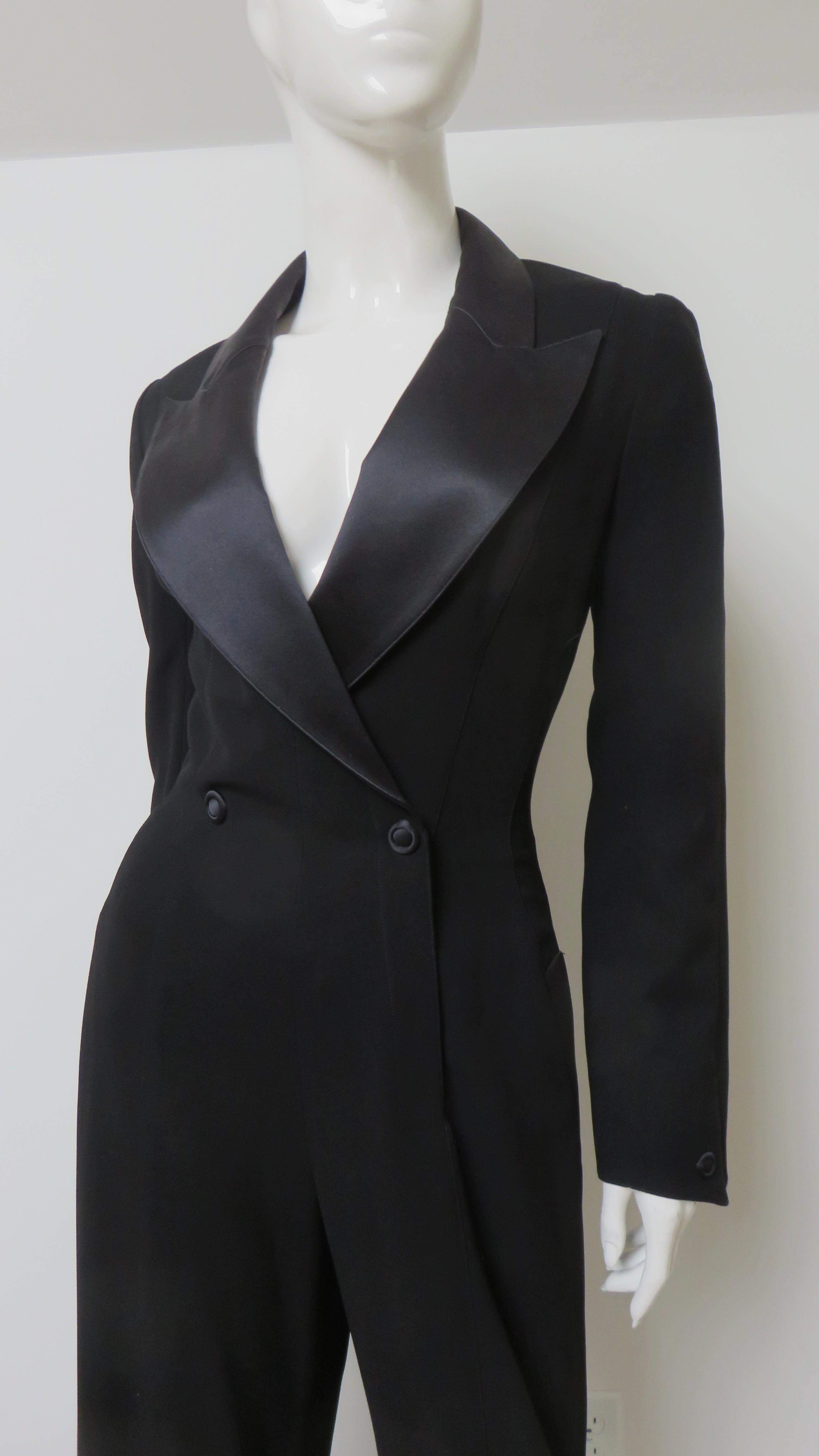 Mono de esmoquin Thierry Mugler Años 80 Negro en venta