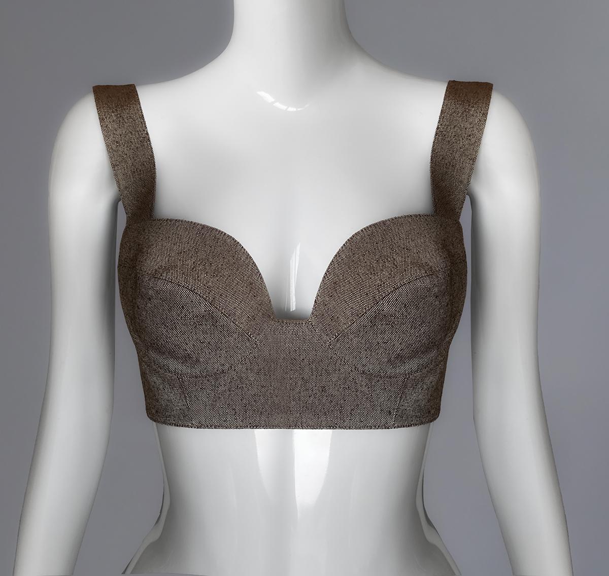 Top corpiño de tweed Thierry Mugler Gris en venta