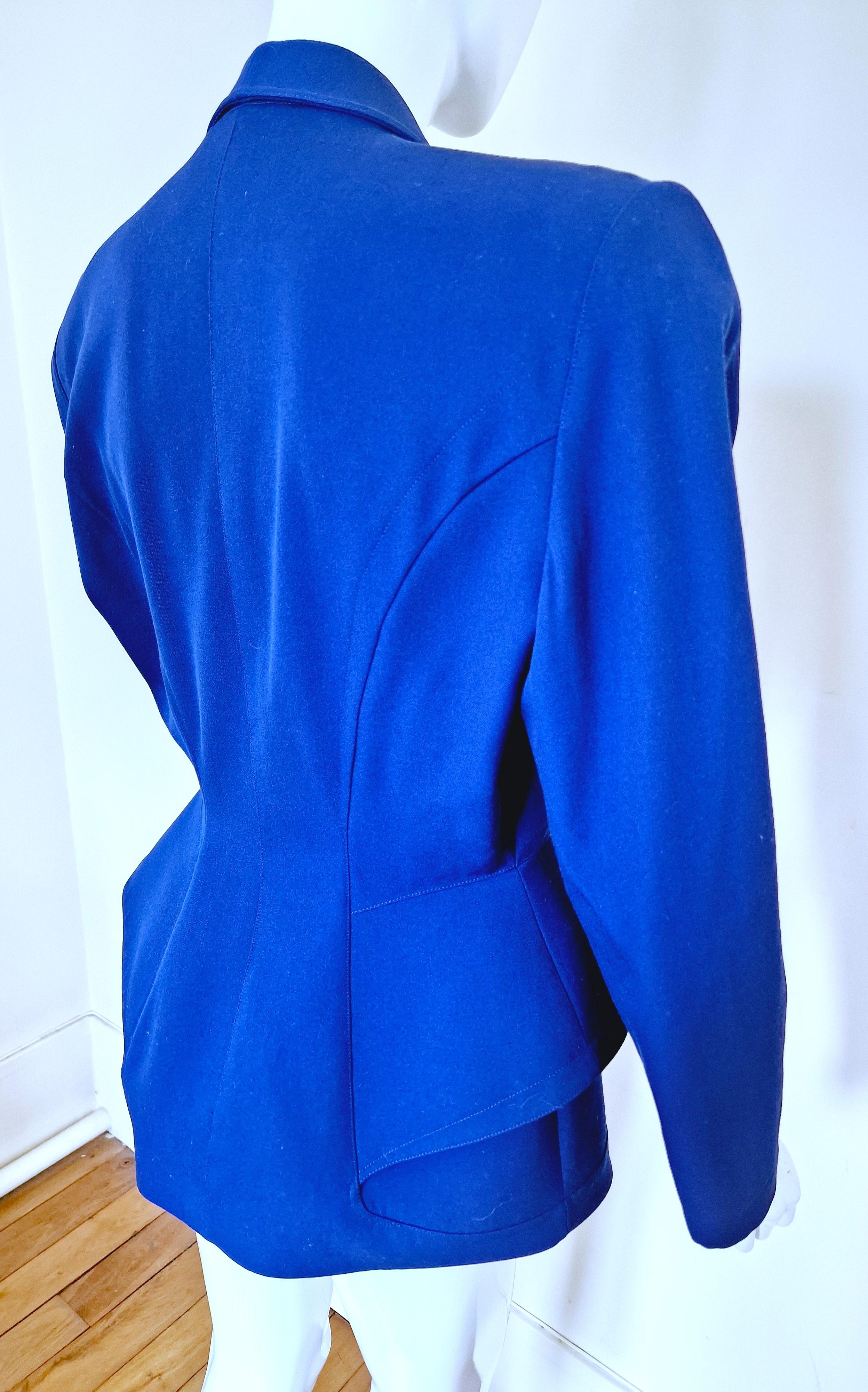Thierry Mugler Vampire Blue Couture Chain Metal Vintage Large Blazer Jacket For Sale 7