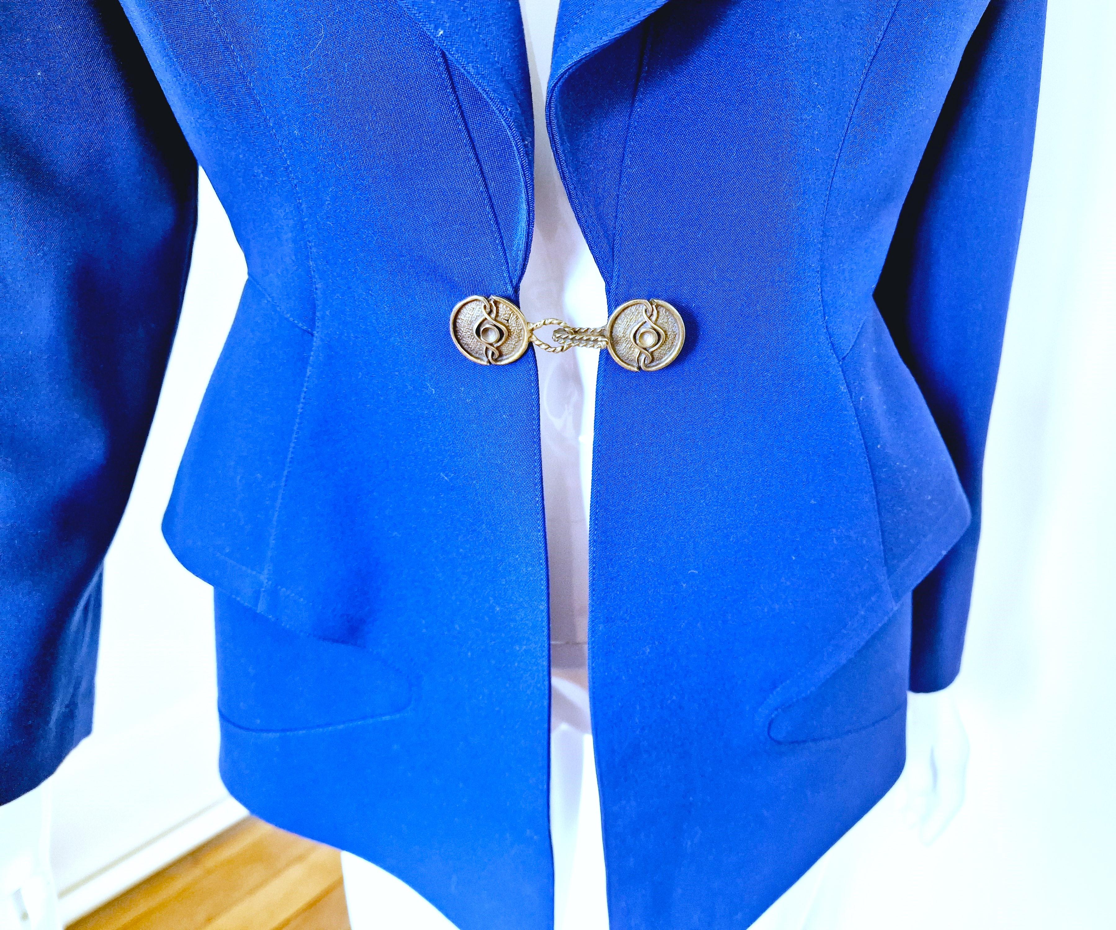Thierry Mugler Vampire Blue Couture Chain Metal Vintage Large Blazer Jacket For Sale 1