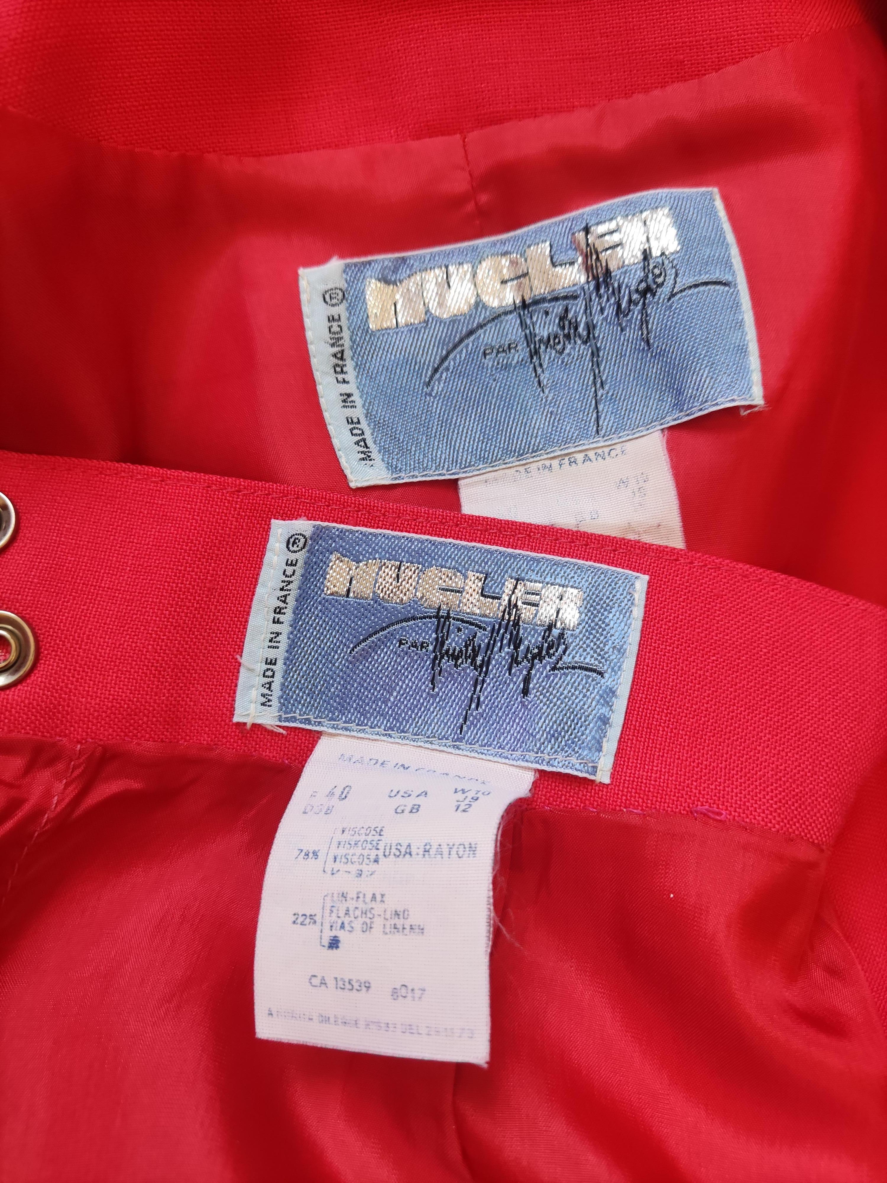 Thierry Mugler Vampire Wasp Taille Rot Schwarz Regenbogen Couture Kleid Ensemble Anzug im Angebot 8