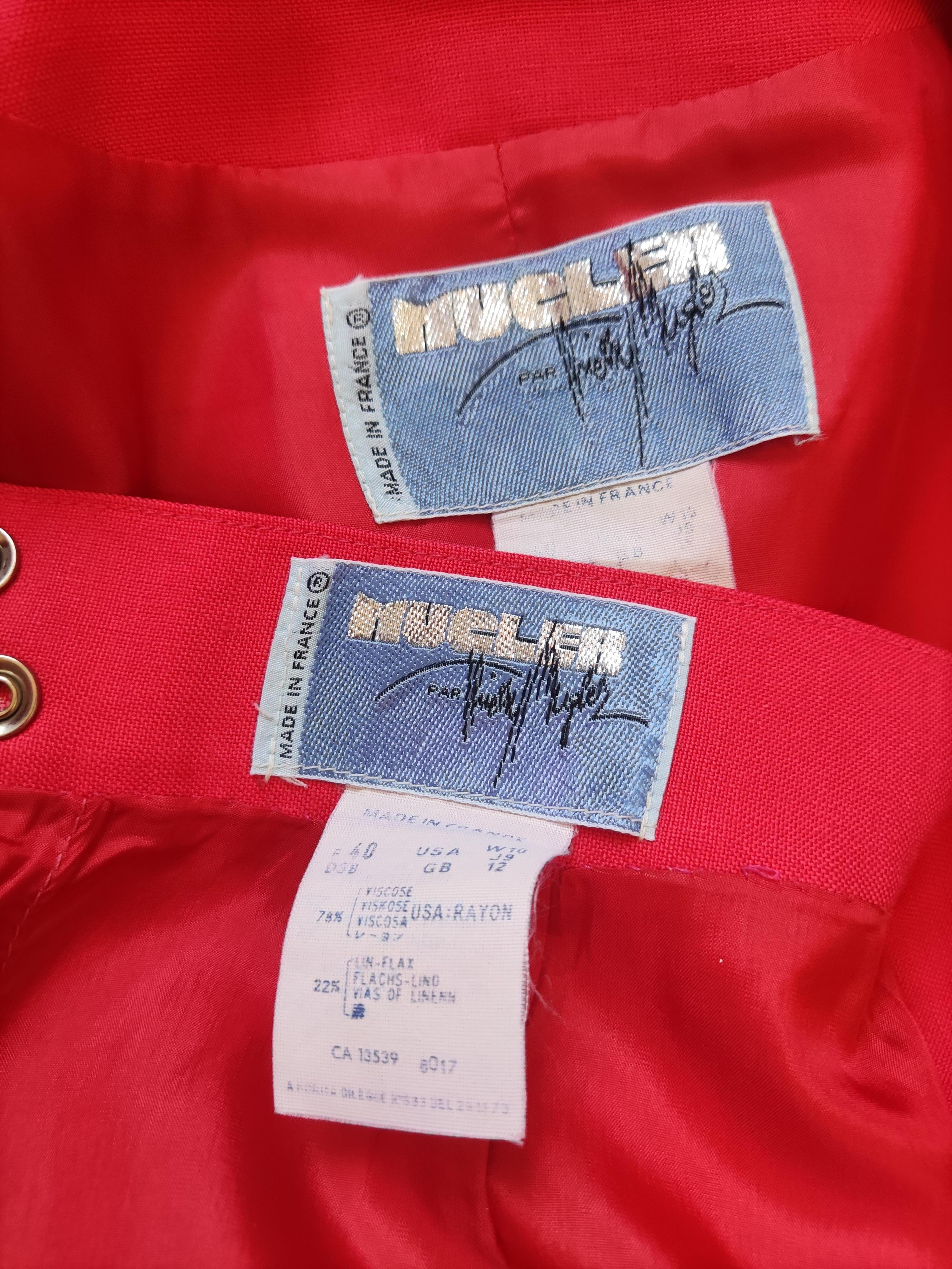 Thierry Mugler Vampiro Avispa Cintura Rojo Negro Arcoiris Vestido Couture Traje Conjunto en venta 11