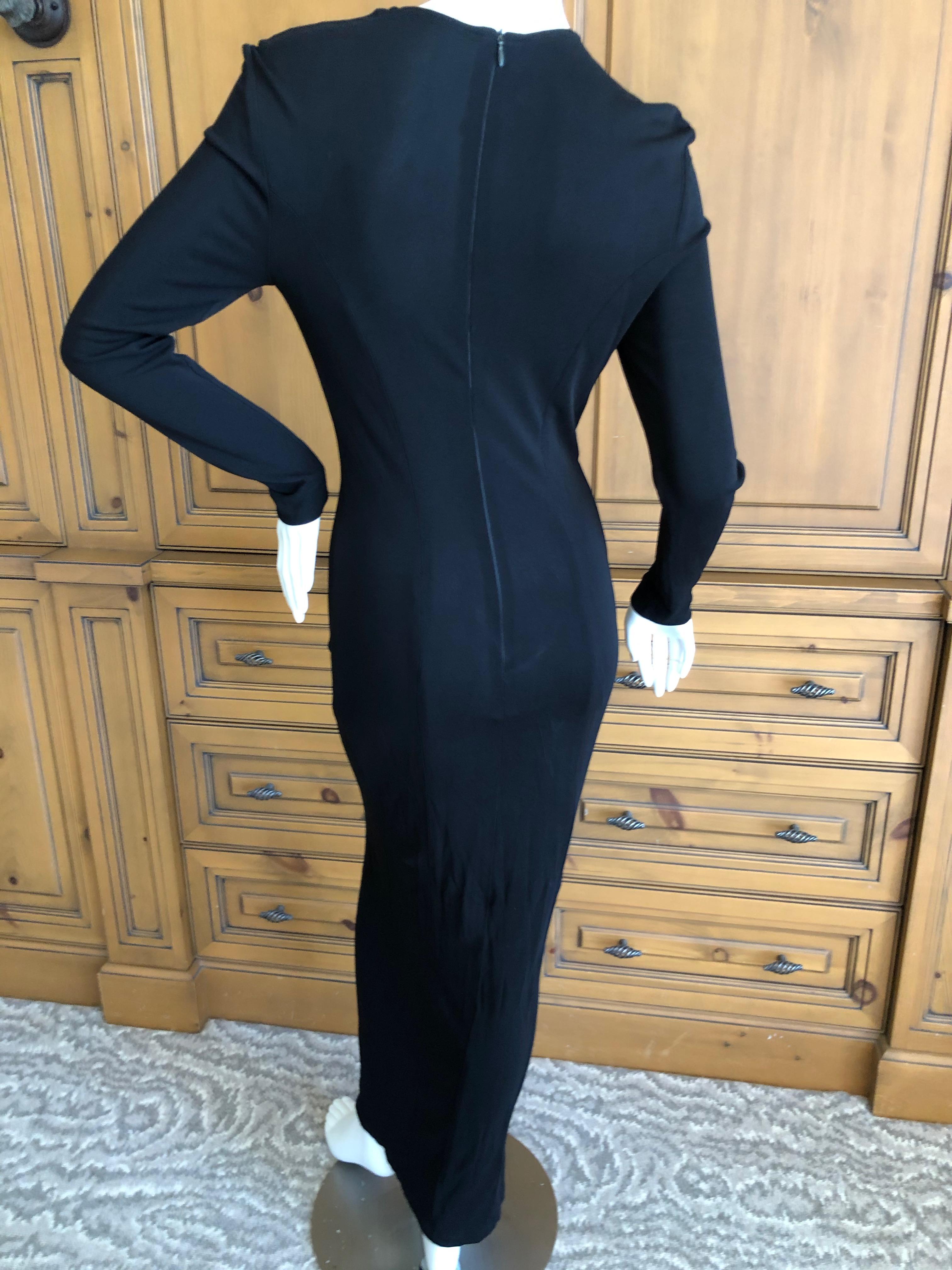 Thierry Mugler Vintage 1980's Black Evening Dress w Sheer Crystal Zipper Details For Sale 2