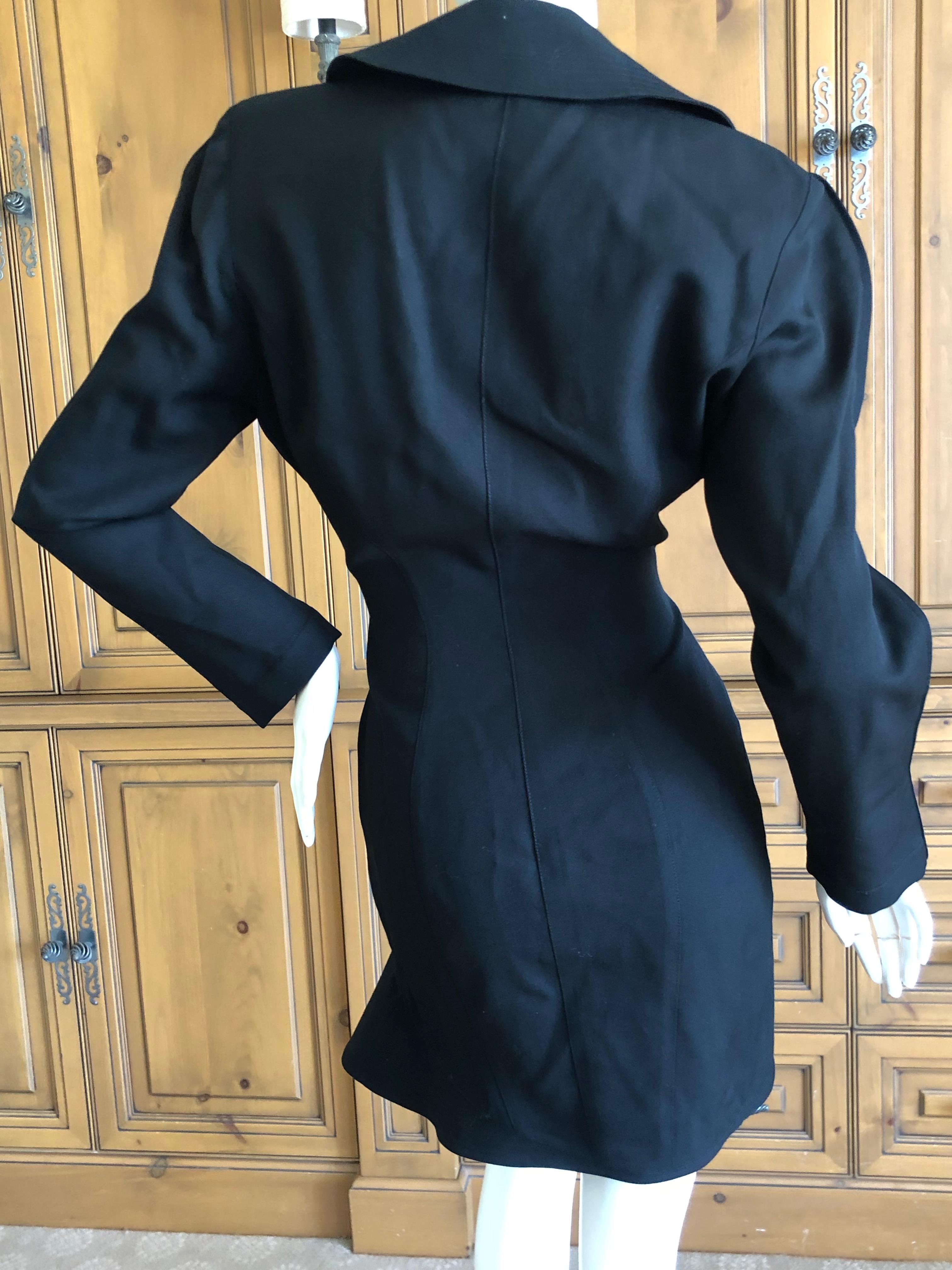 Thierry Mugler Vintage 1980's Black Mini Dress with Exaggerated Ruffled Collar For Sale 3