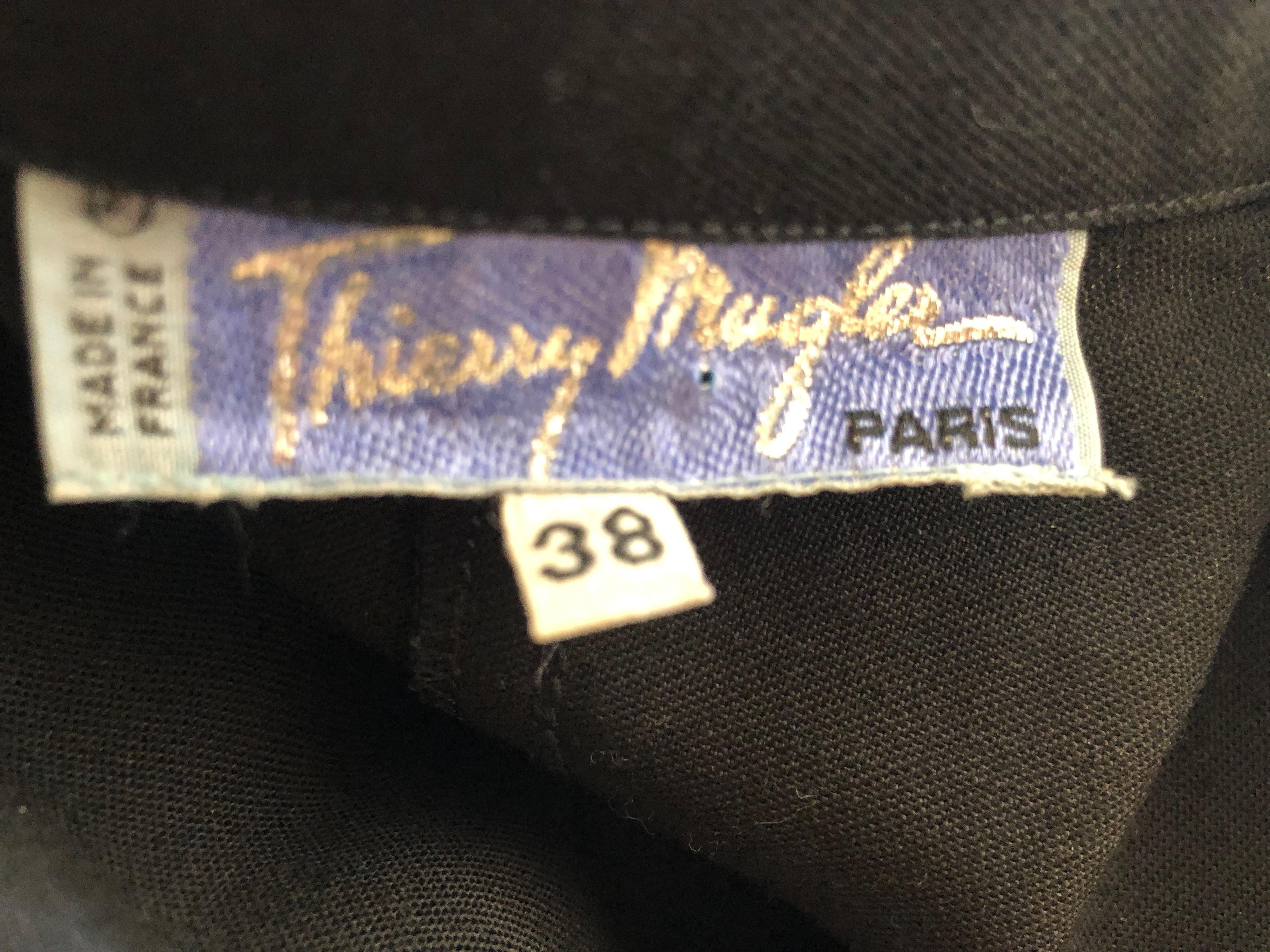 Thierry Mugler Vintage 1980's Black Mini Dress with Exaggerated Ruffled Collar For Sale 4
