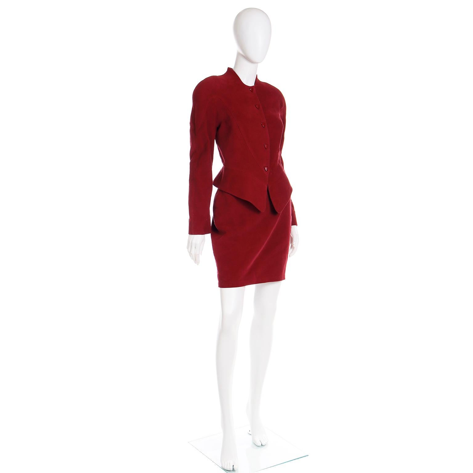Thierry Mugler Vintage 1980s Brick Red Jacket & Skirt Suit Deadstock w Tags In Excellent Condition In Portland, OR