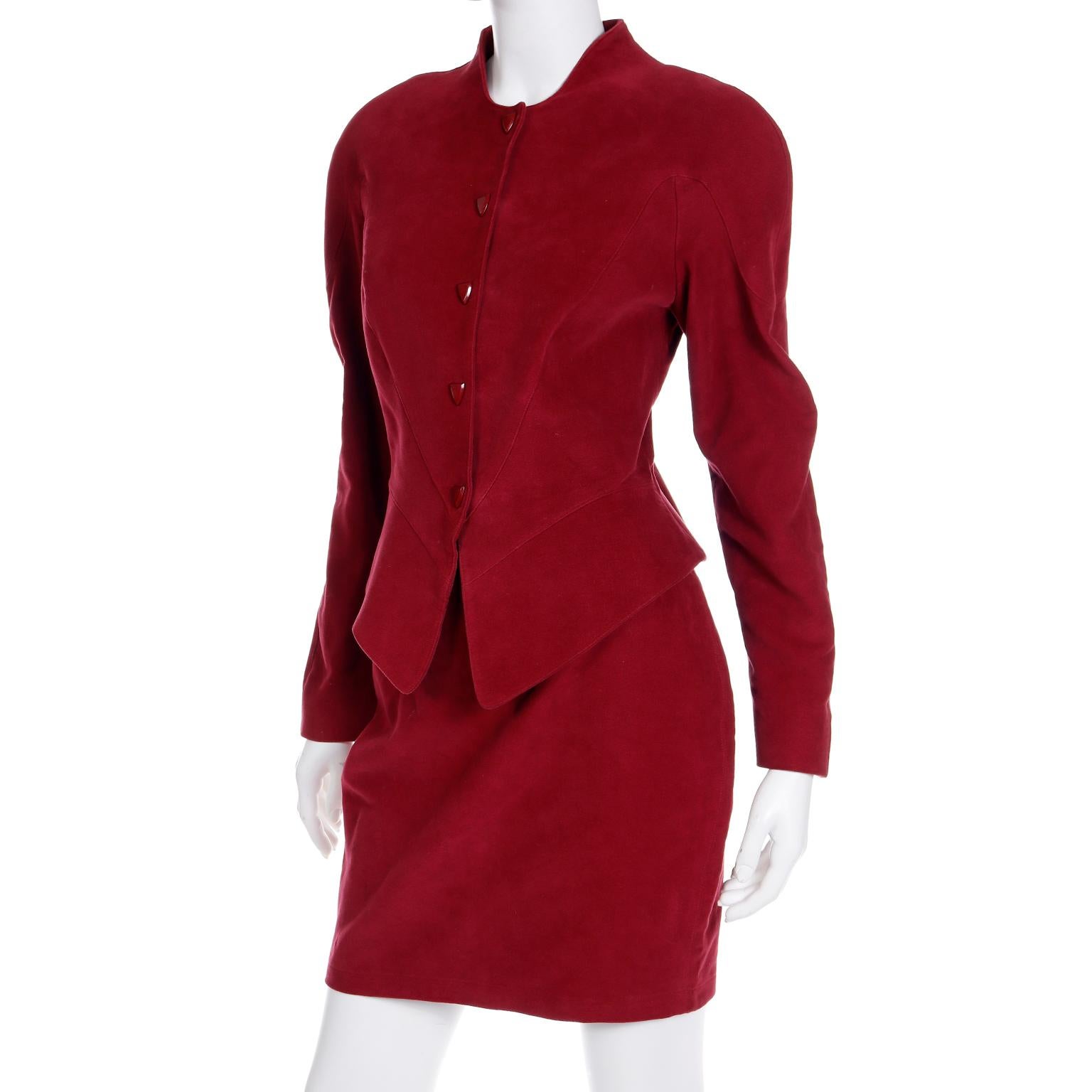 Thierry Mugler Vintage 1980s Brick Red Jacket & Skirt Suit Deadstock w Tags 1