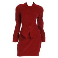Thierry Mugler Vintage 1980s Brick Red Jacket & Skirt Suit Deadstock w Tags