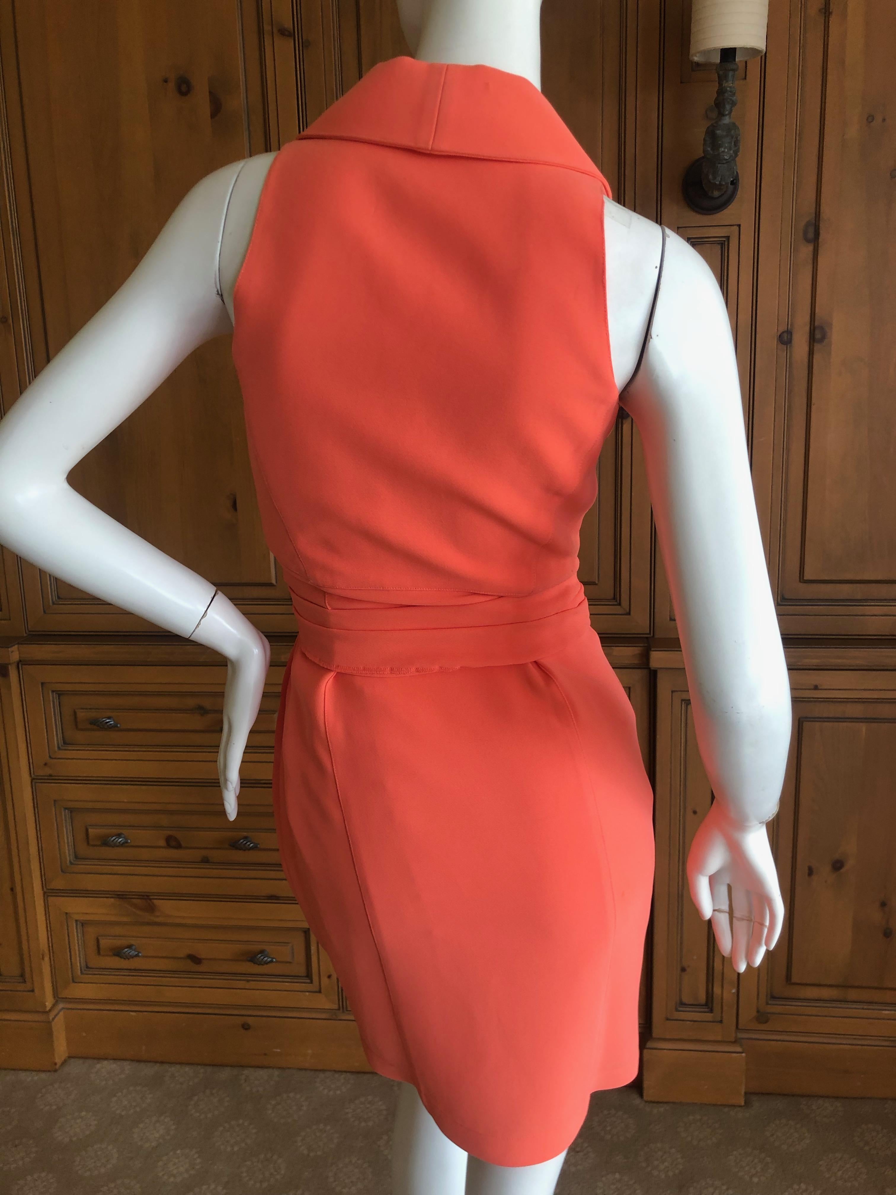 Thierry Mugler Vintage 1980's Coral Wrap Dress w Nautical Anchor Detail For Sale 3