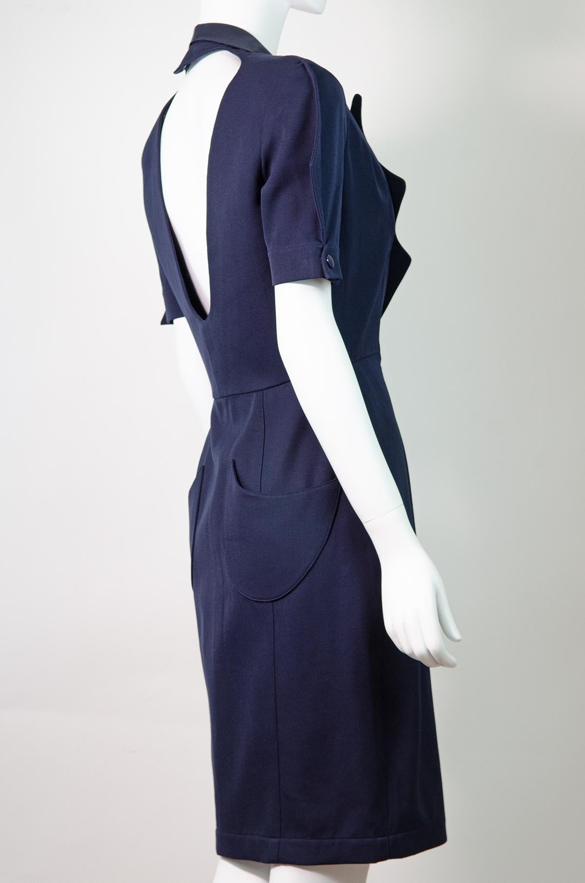THIERRY MUGLER Vintage 1980s Dramatic Open Back Dress  1