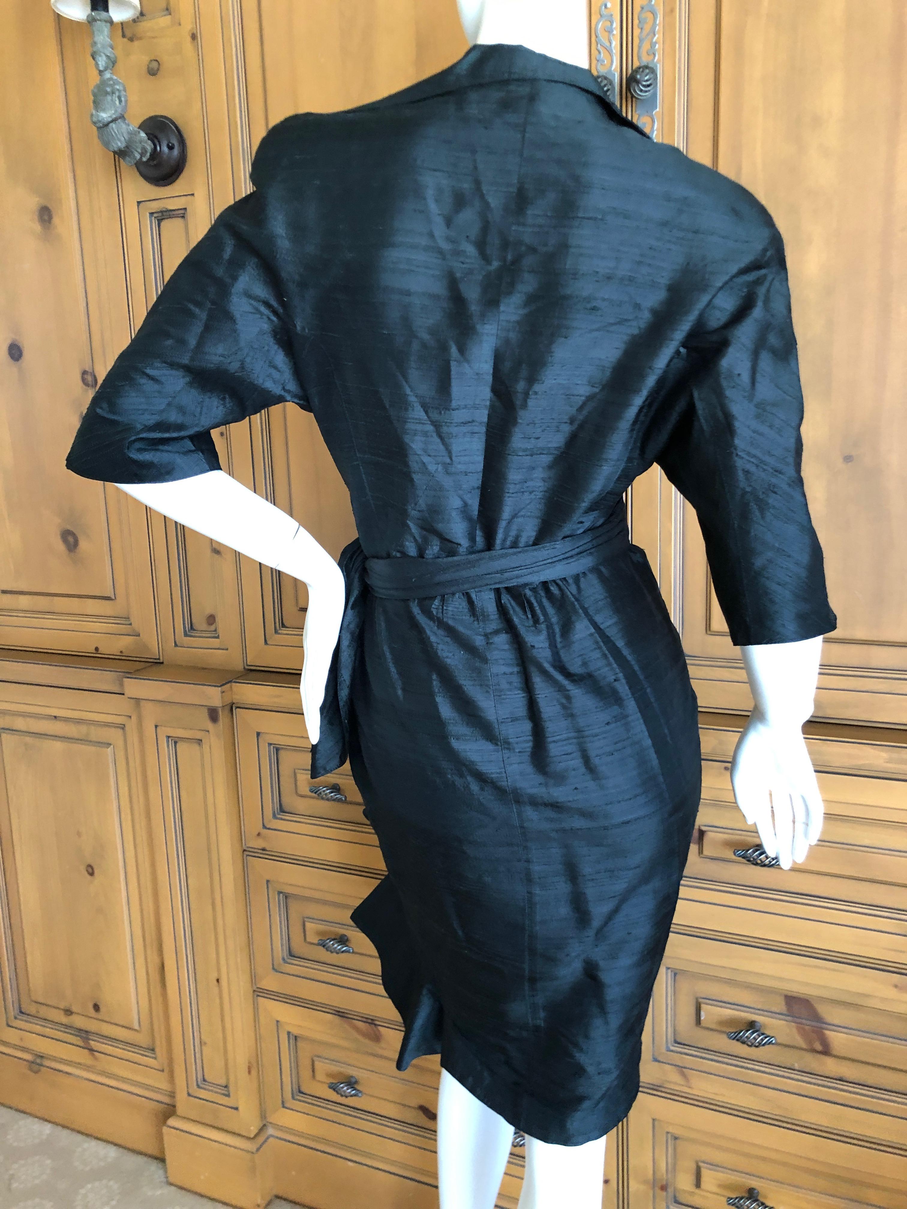 Thierry Mugler Vintage 1980's Dupioni Silk Little Black Dress For Sale 2