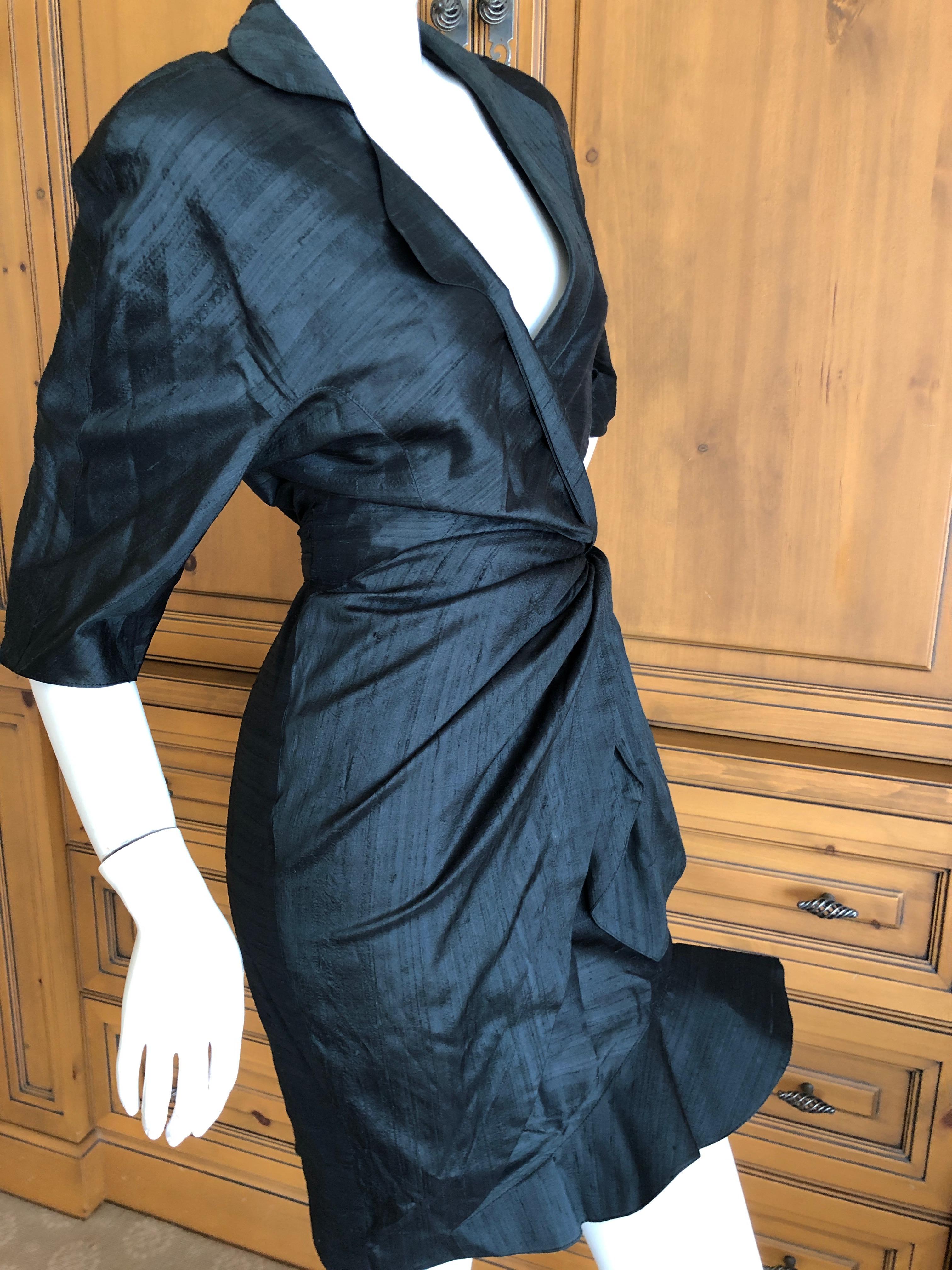 Thierry Mugler Vintage 1980's Dupioni Silk Little Black Dress For Sale 3