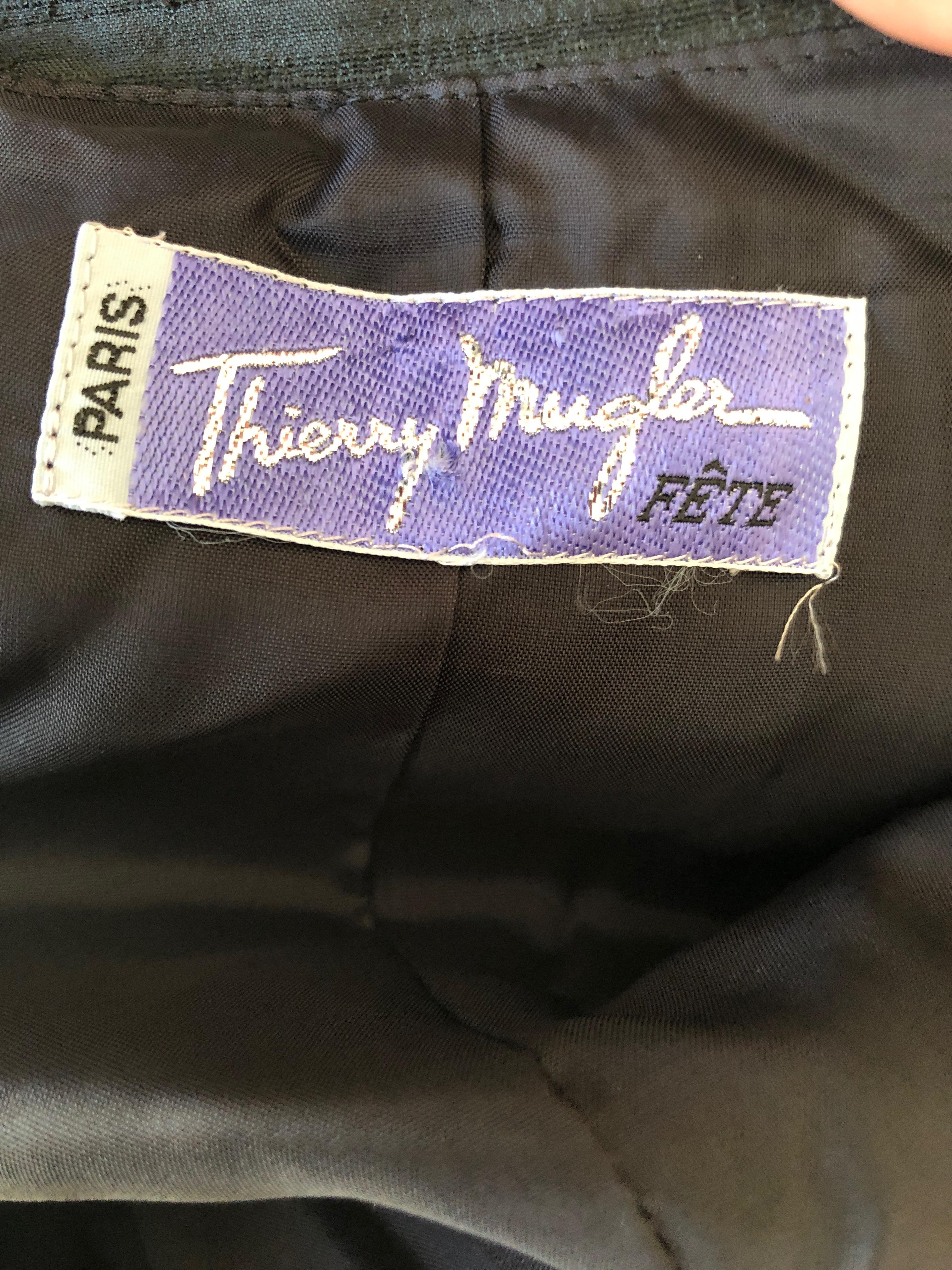 Thierry Mugler Vintage 1980's Dupioni Silk Little Black Dress For Sale 4