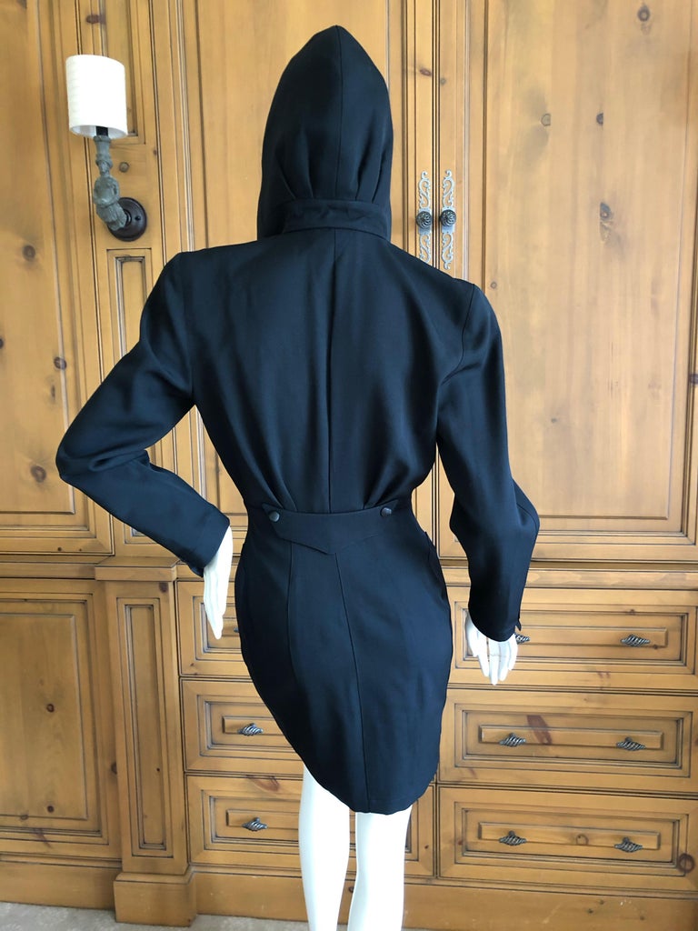 tuxedo style evening dress by mugler 1980S THIERRY MUGLER Black Silk & Wool Tuxedo Styled Cocktail Dress With Vinyl Collar main image 1