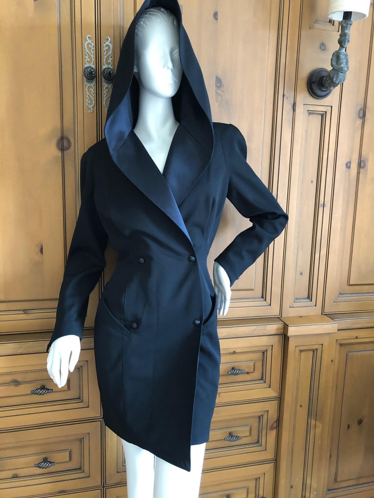 Thierry Mugler Vintage 1980's Hooded Tuxedo Dress with Satin Lapels For  Sale at 1stDibs | mugler hoodie