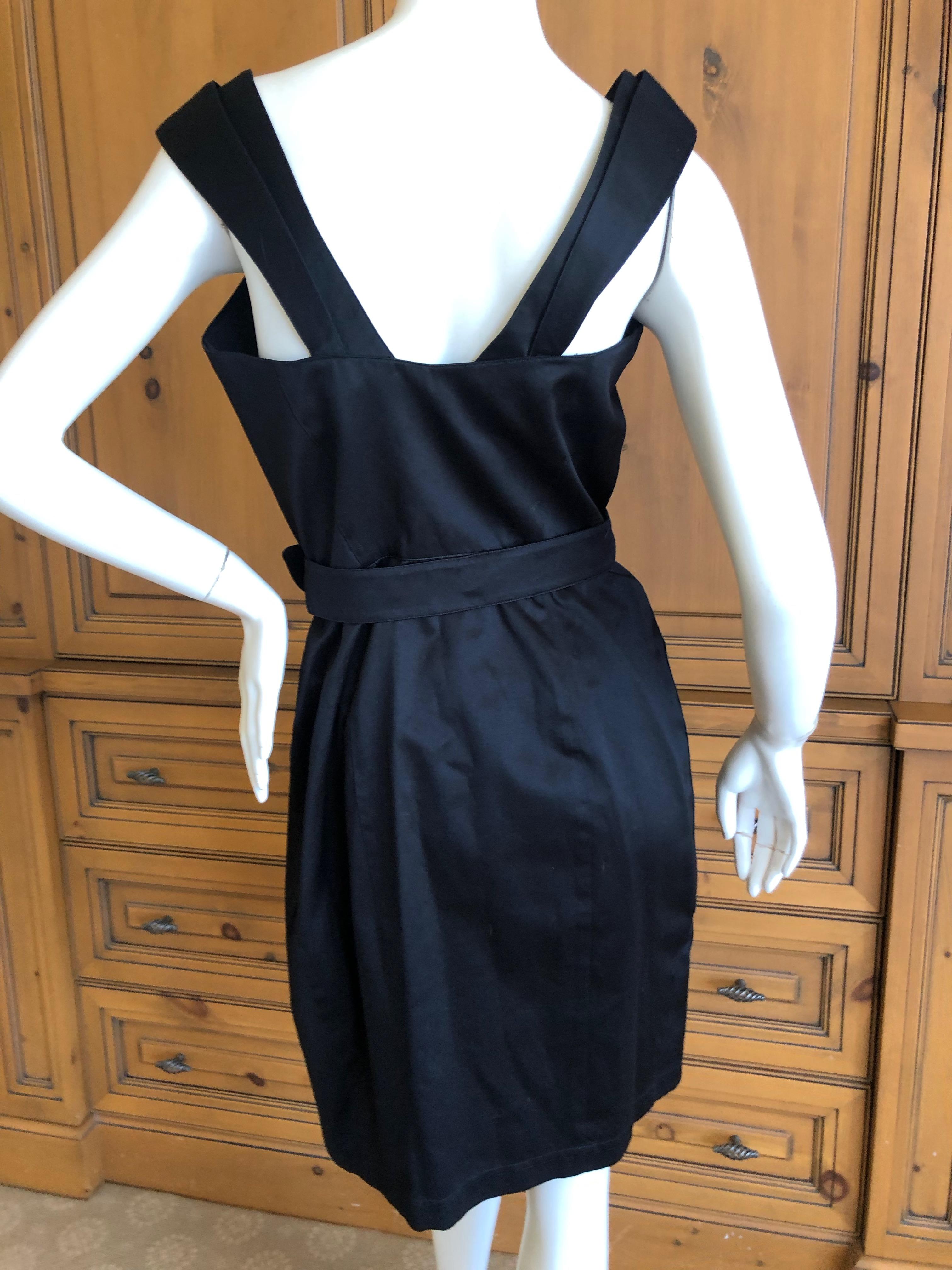 Thierry Mugler Vintage 1980's Little Black Dress with Mod Belt
Cotton
Snaps closed inside
Classic Mugler
Marked size 40  please check measurements
Bust 36