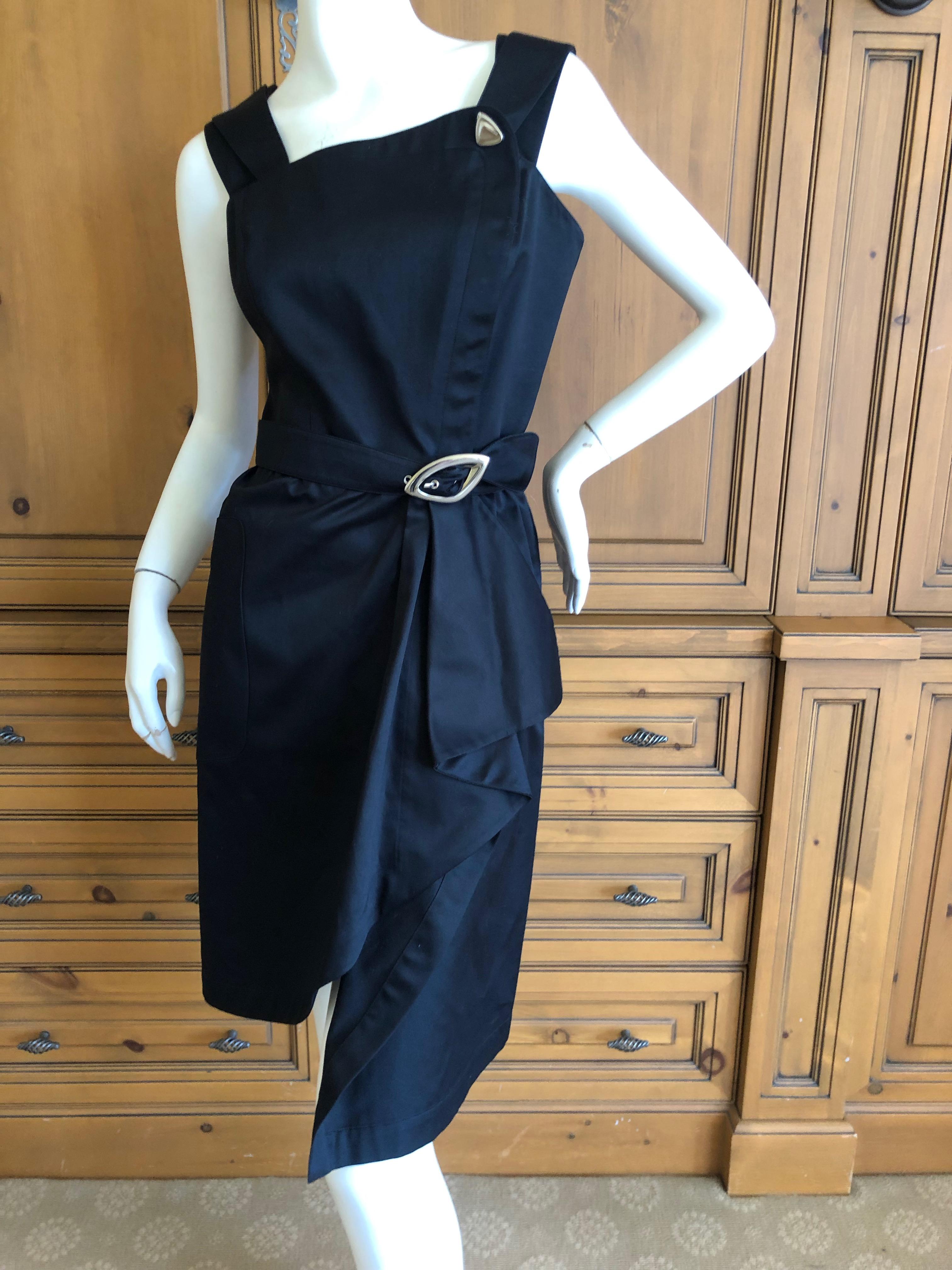 Women's Thierry Mugler Vintage 1980's Little Black Dress with Mod Belt For Sale