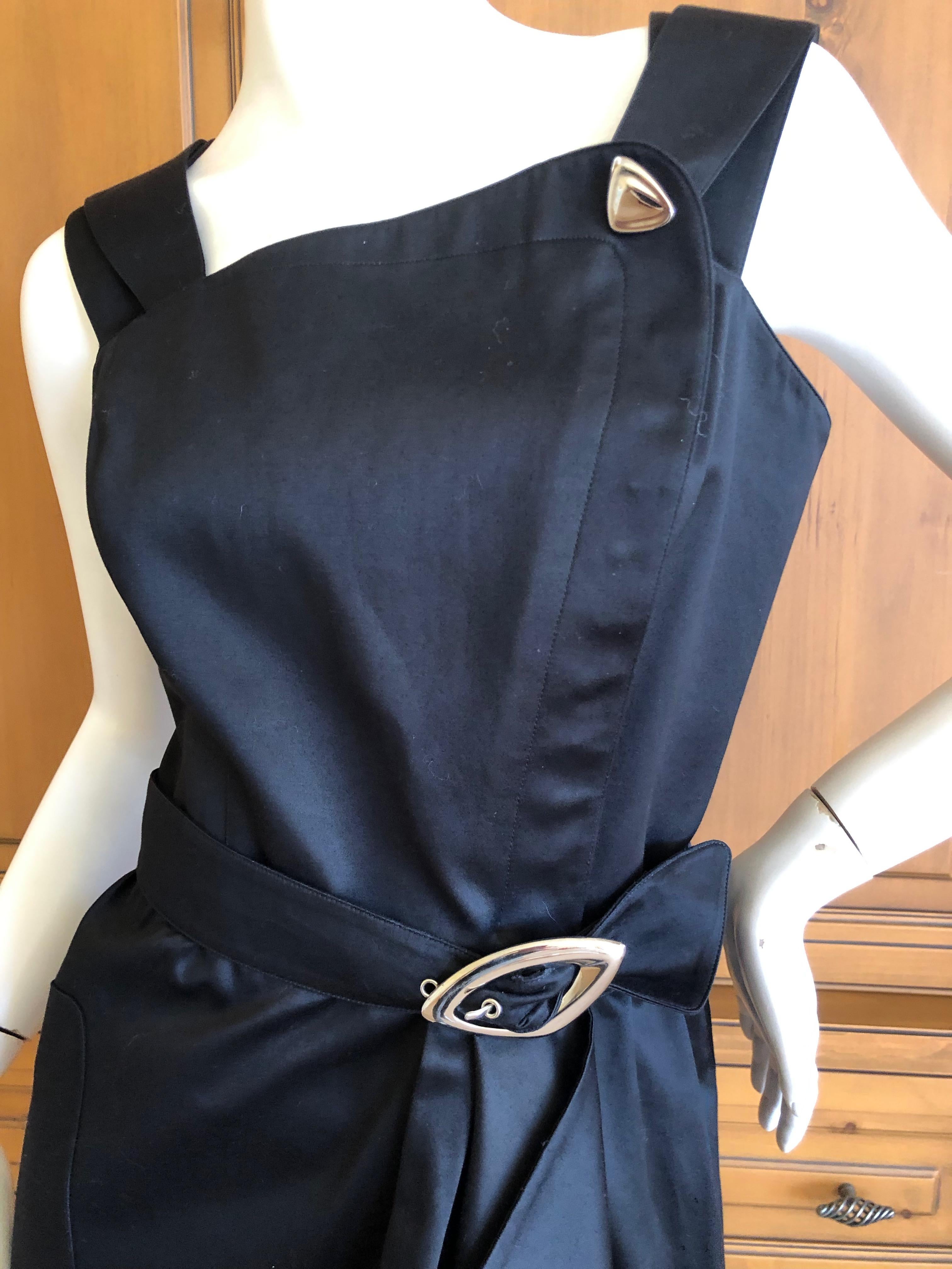 Thierry Mugler Vintage 1980's Little Black Dress with Mod Belt For Sale 1