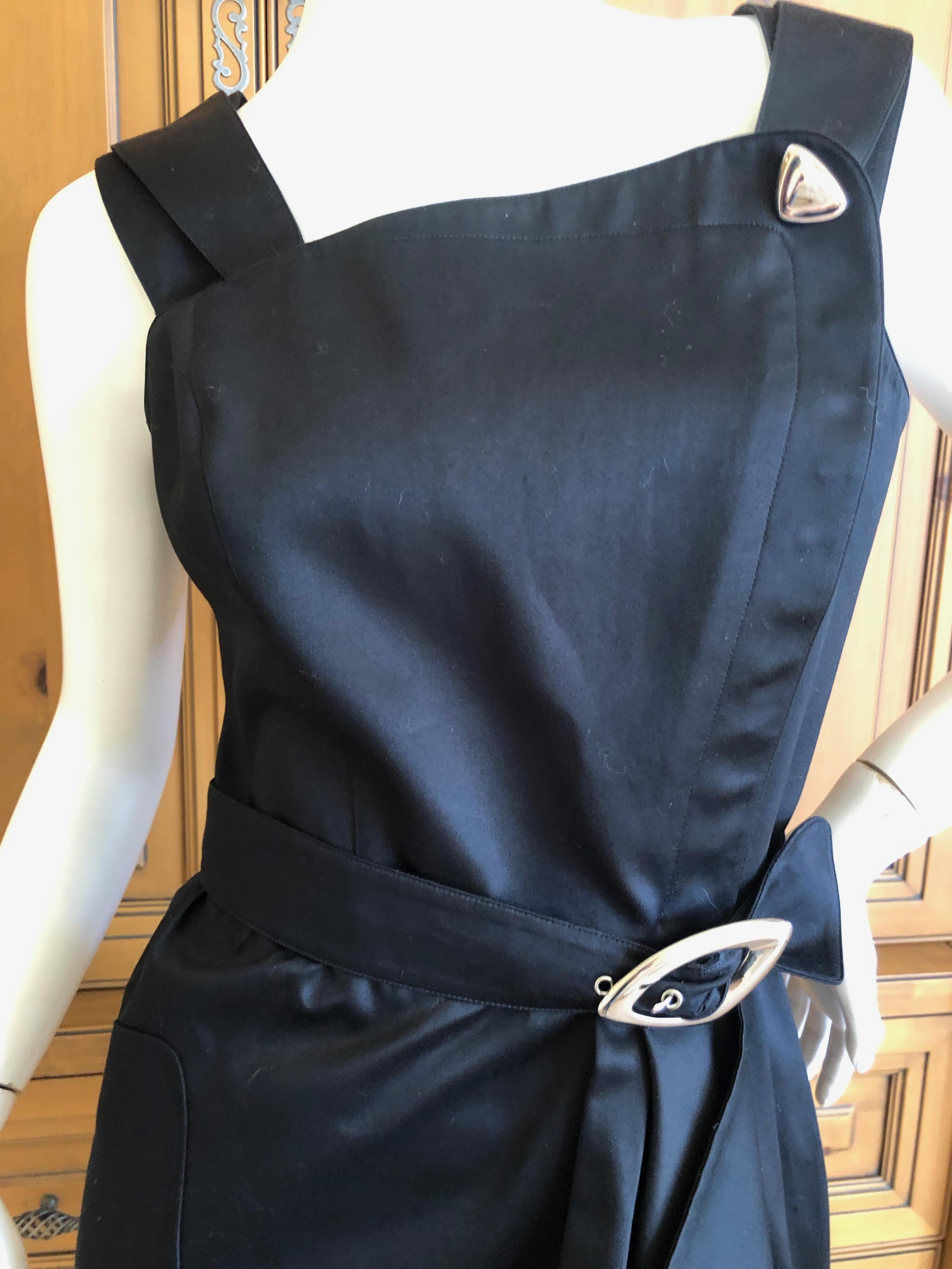 Thierry Mugler Vintage 1980's Little Black Dress with Mod Belt For Sale 2