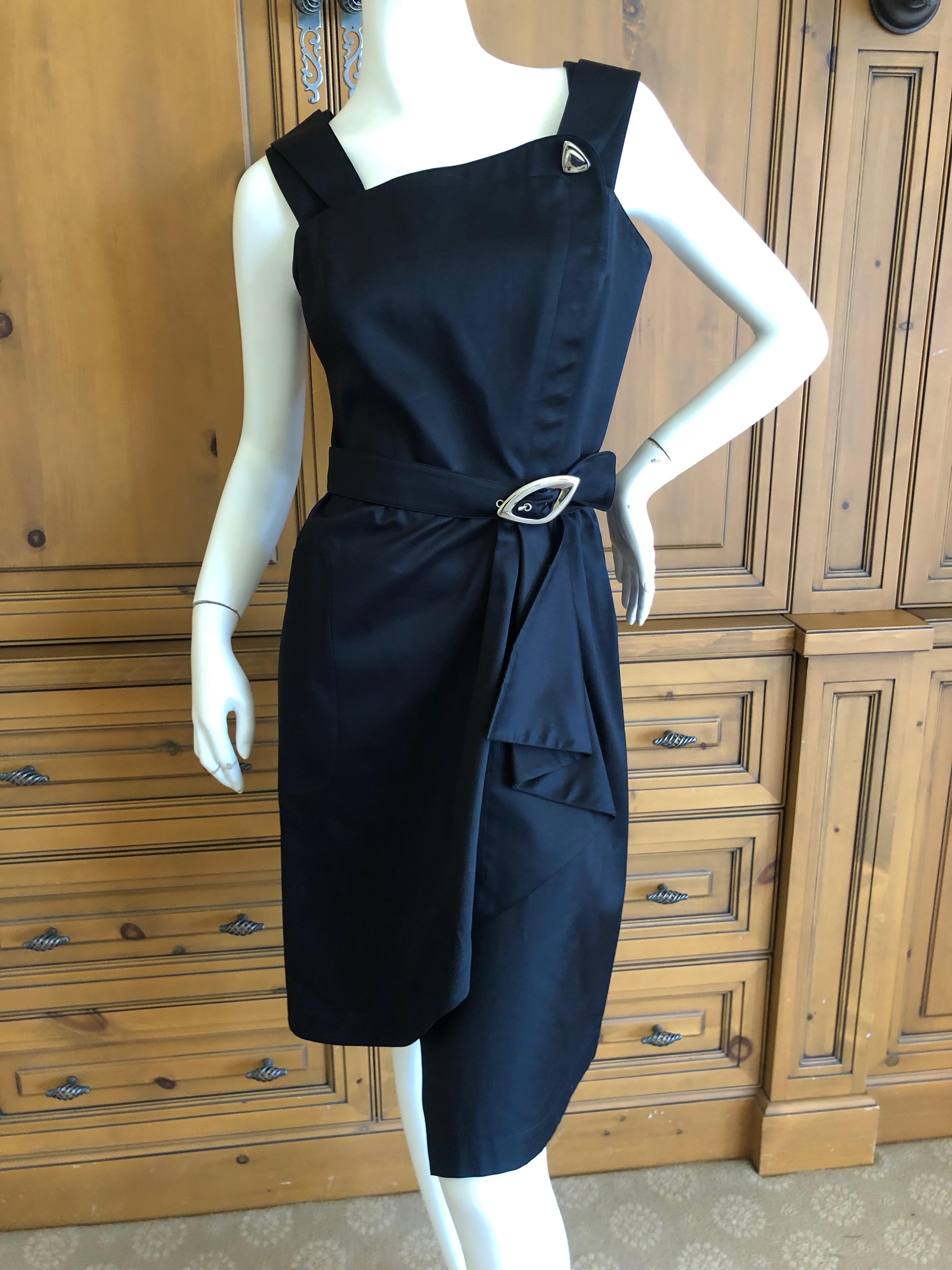 Thierry Mugler Vintage 1980's Little Black Dress with Mod Belt For Sale 3
