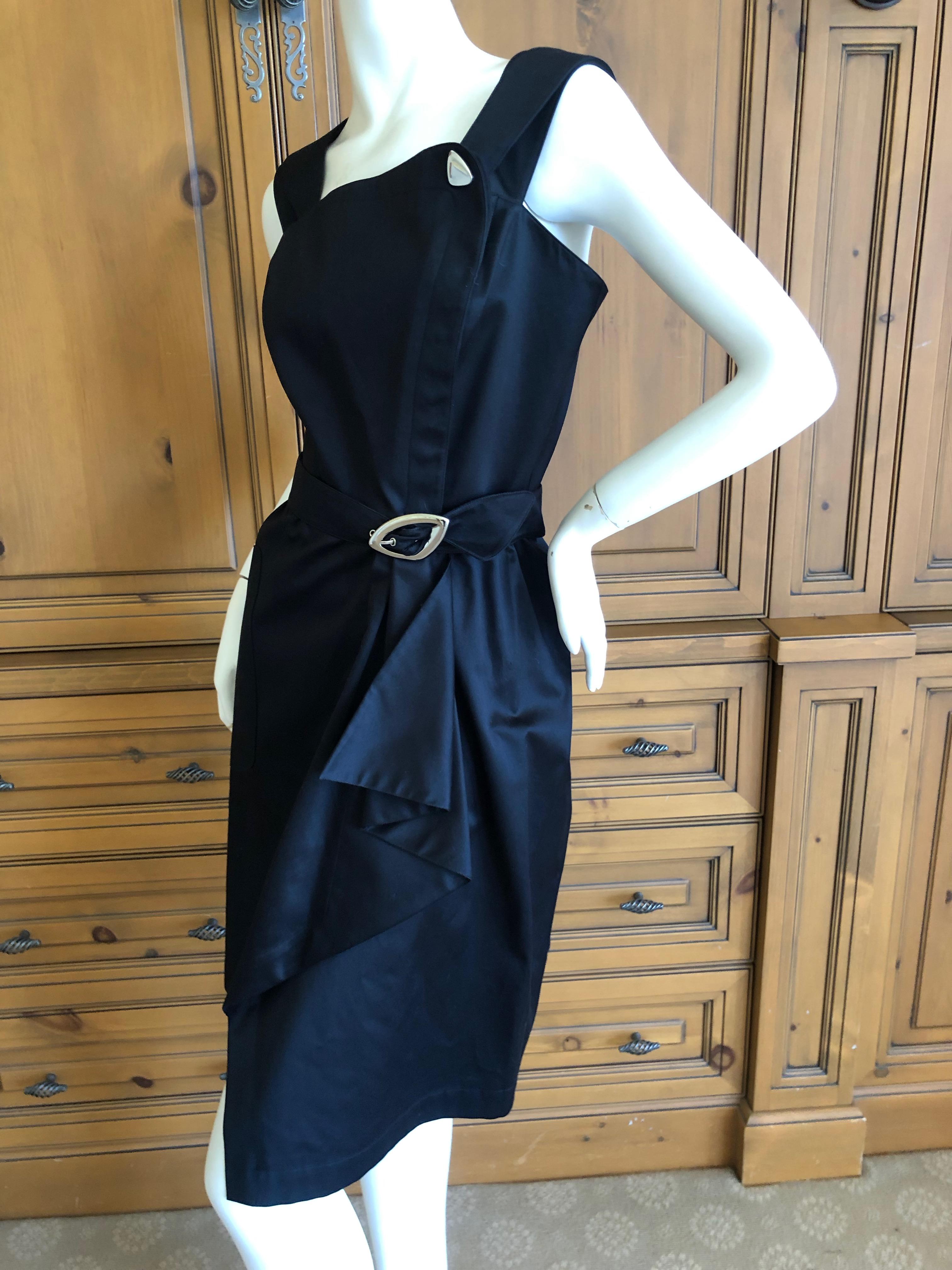 Thierry Mugler Vintage 1980's Little Black Dress with Mod Belt For Sale 4
