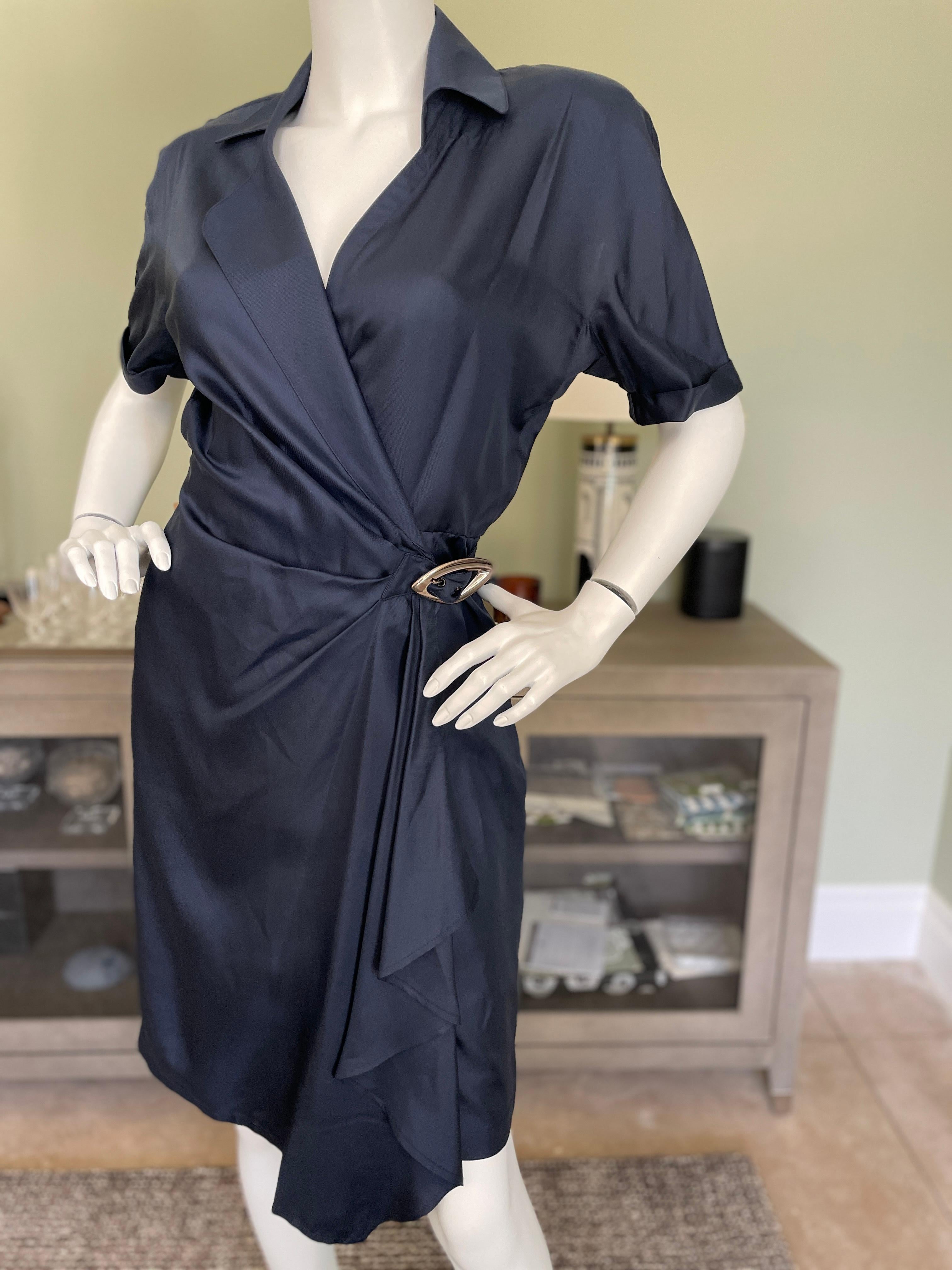 blue mugler dress