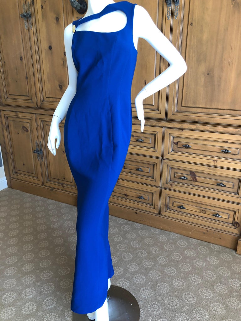 Thierry Mugler Vintage 1980's Royal Blue Cut Out Maxi Dress Size L For ...