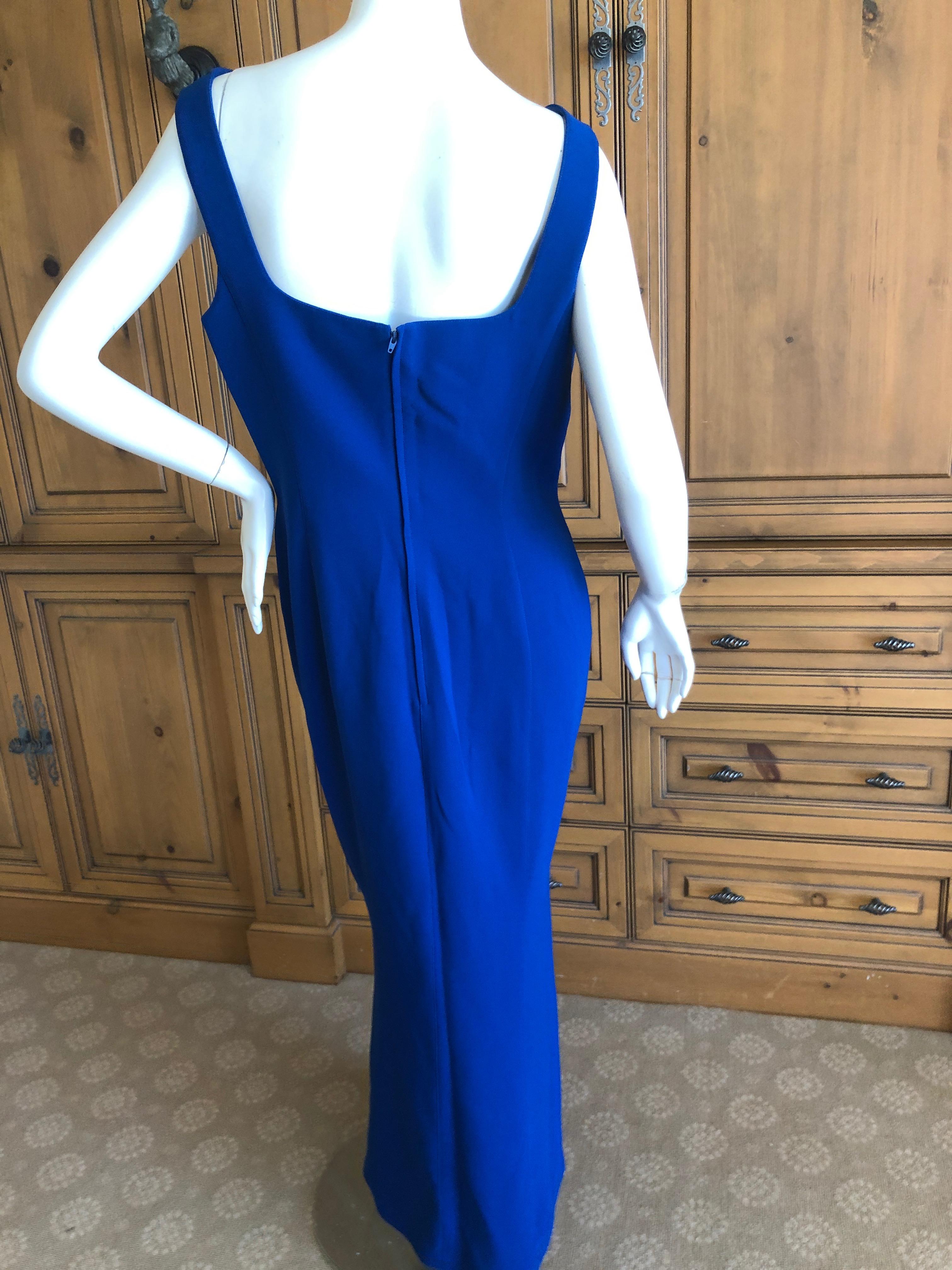 Thierry Mugler Vintage 1980's Royal Blue Cut Out Maxi Dress Size L For Sale 2