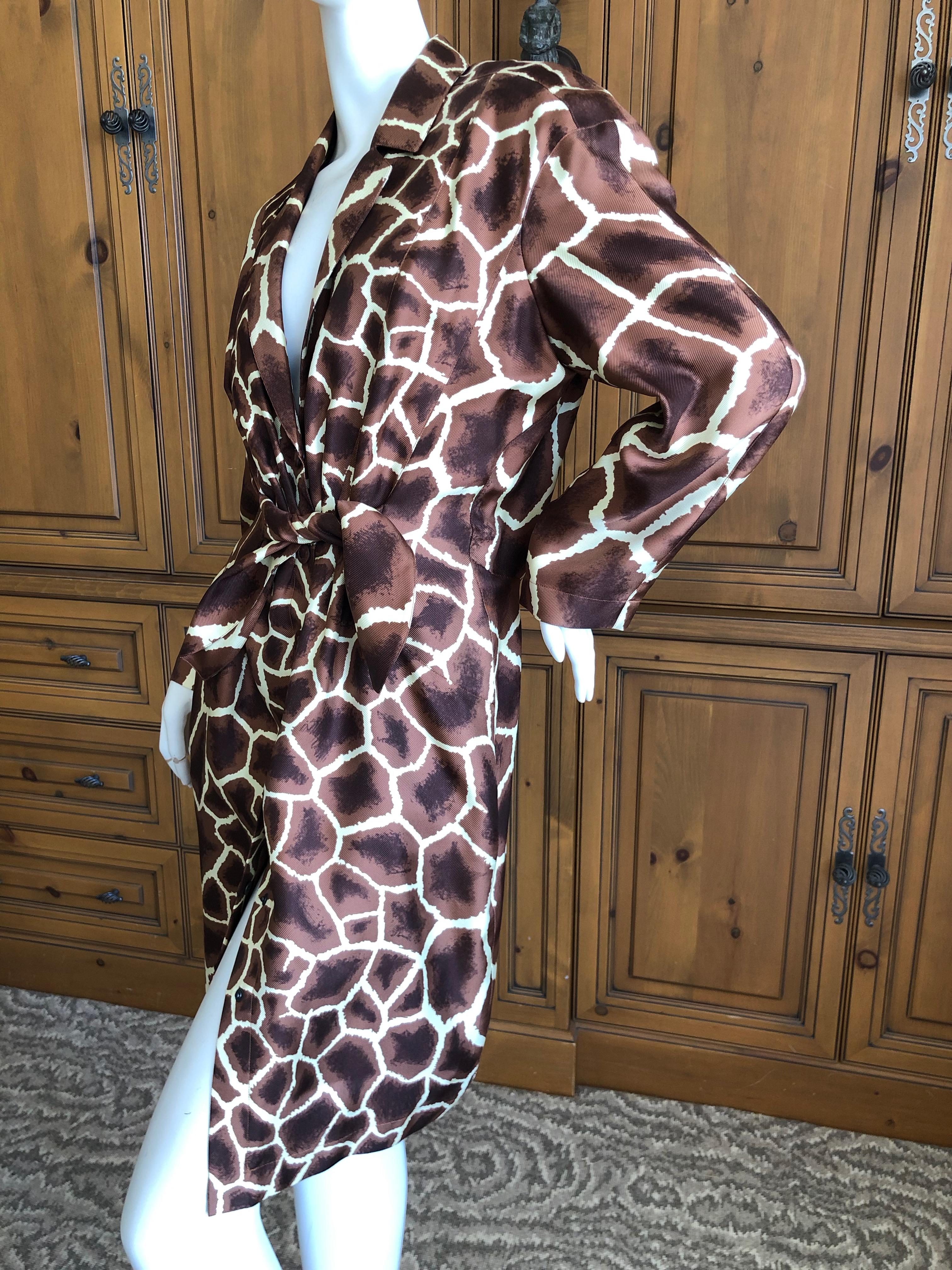 Women's Thierry Mugler Vintage 1980's Silk Scarf Twill Giraffe Pattern Dress  For Sale