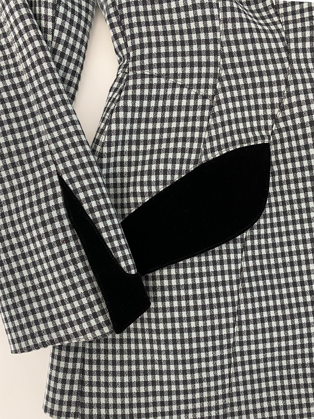 THIERRY MUGLER Vintage 1990er Gingham Sanduhrrock Anzug im Angebot 4