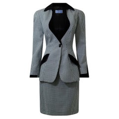 THIERRY MUGLER Vintage 1990s Gingham Hourglass Skirt Suit