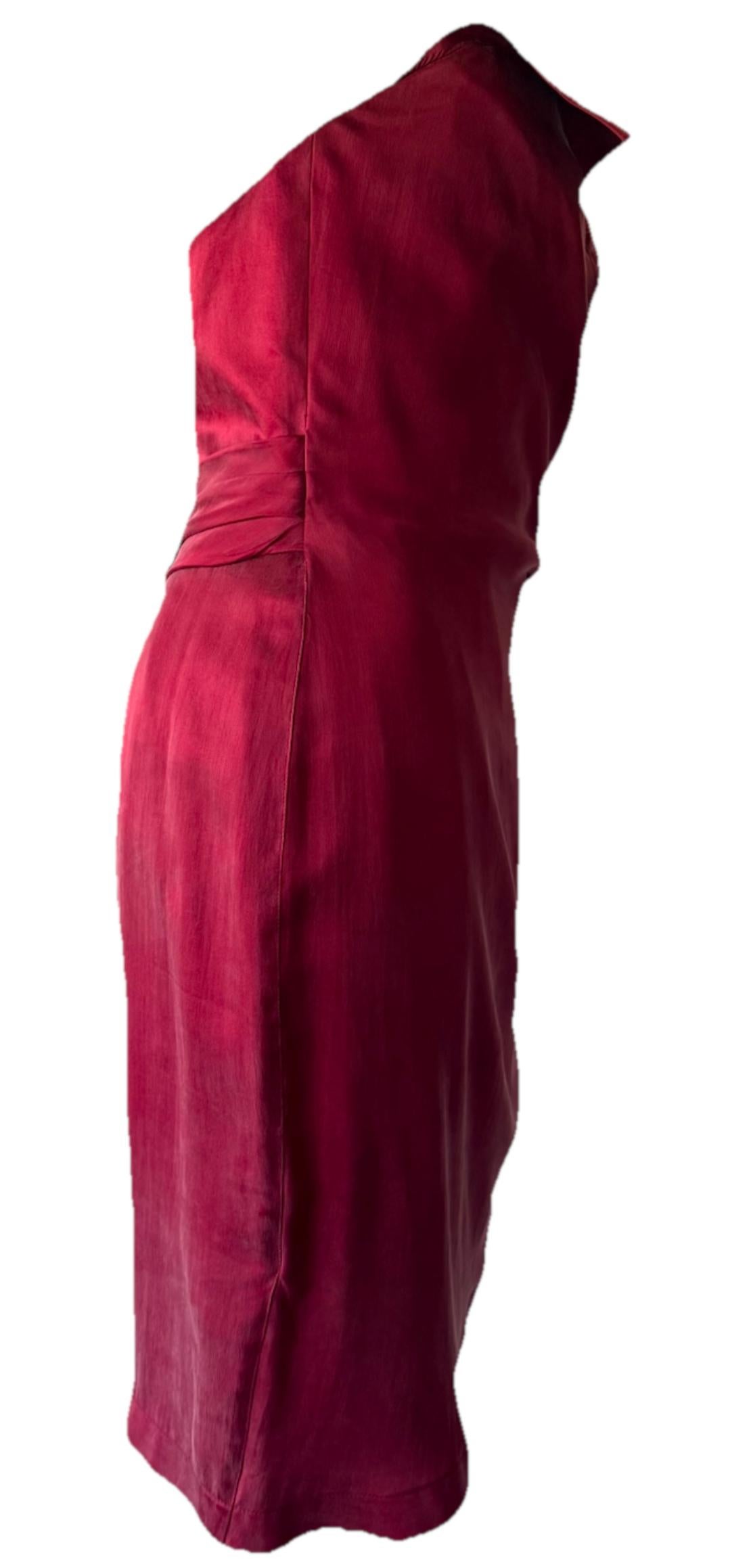 THIERRY MUGLER Vintage 1990's Rotes Seidenkorsett-Cocktailkleid m/  Gürtel im Angebot 1