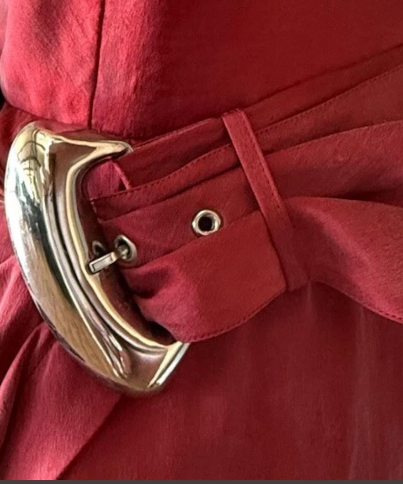 THIERRY MUGLER Vintage 1990's Rotes Seidenkorsett-Cocktailkleid m/  Gürtel im Angebot 3