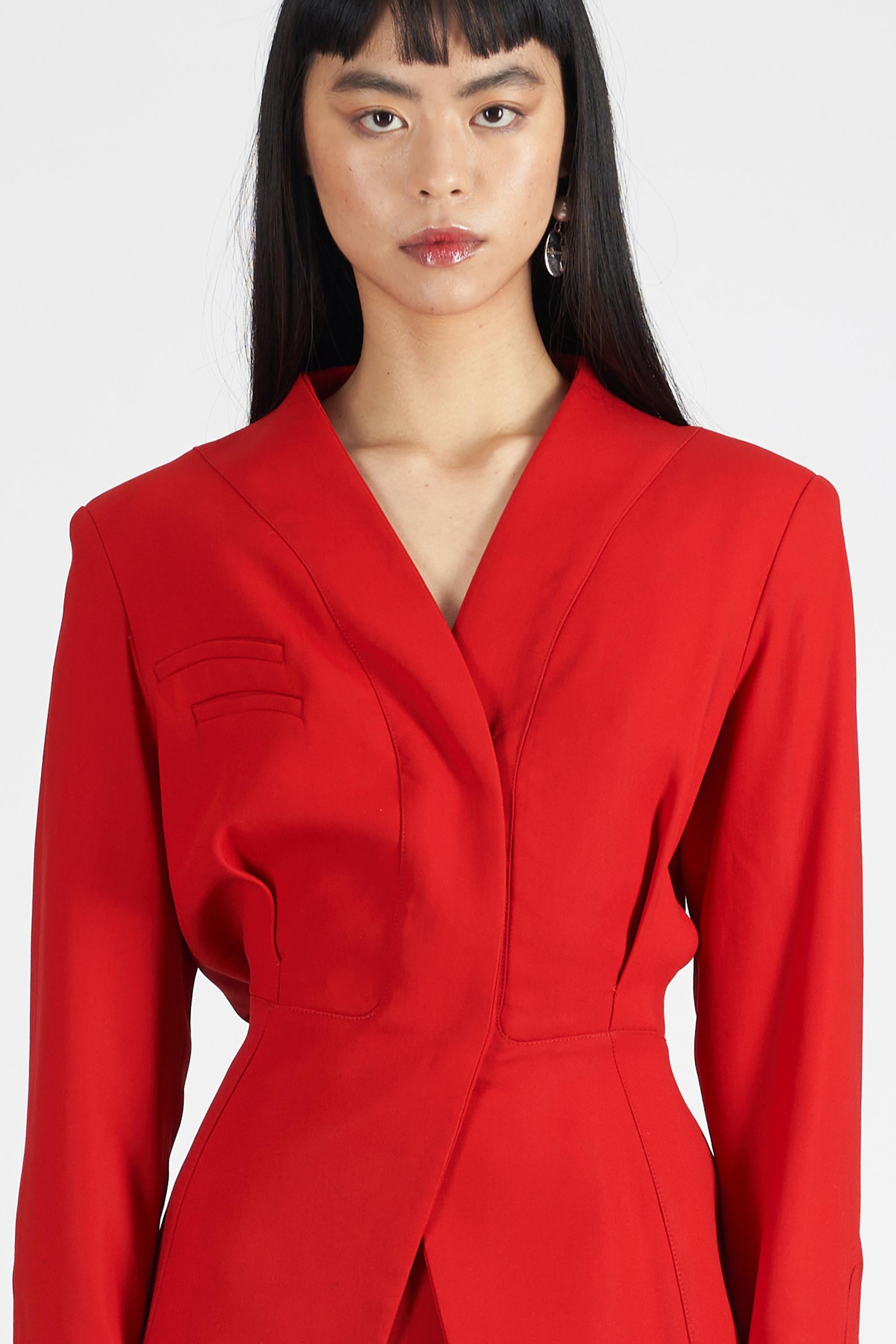 Red Thierry Mugler Vintage 1990’s Skirt Suit For Sale