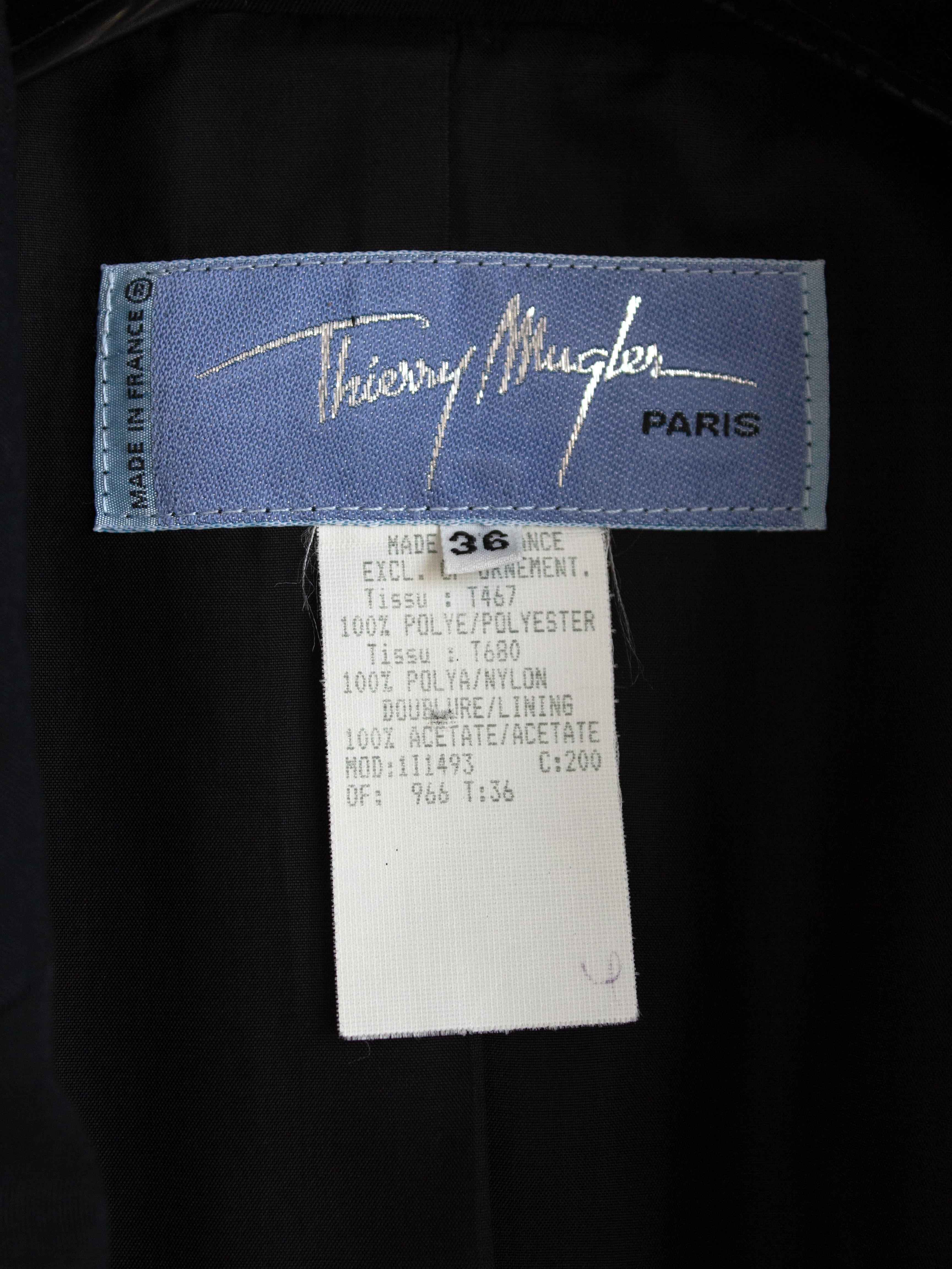 Thierry Mugler Vintage 1995 Black Mesh Corset Waist Bow Blazer Jacket For Sale 14
