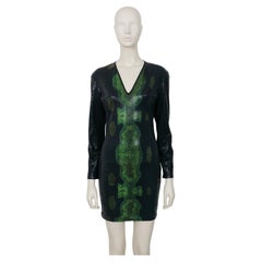 Thierry Mugler Vintage 1998 Black and Green Reptile Skin Like Dress Size L