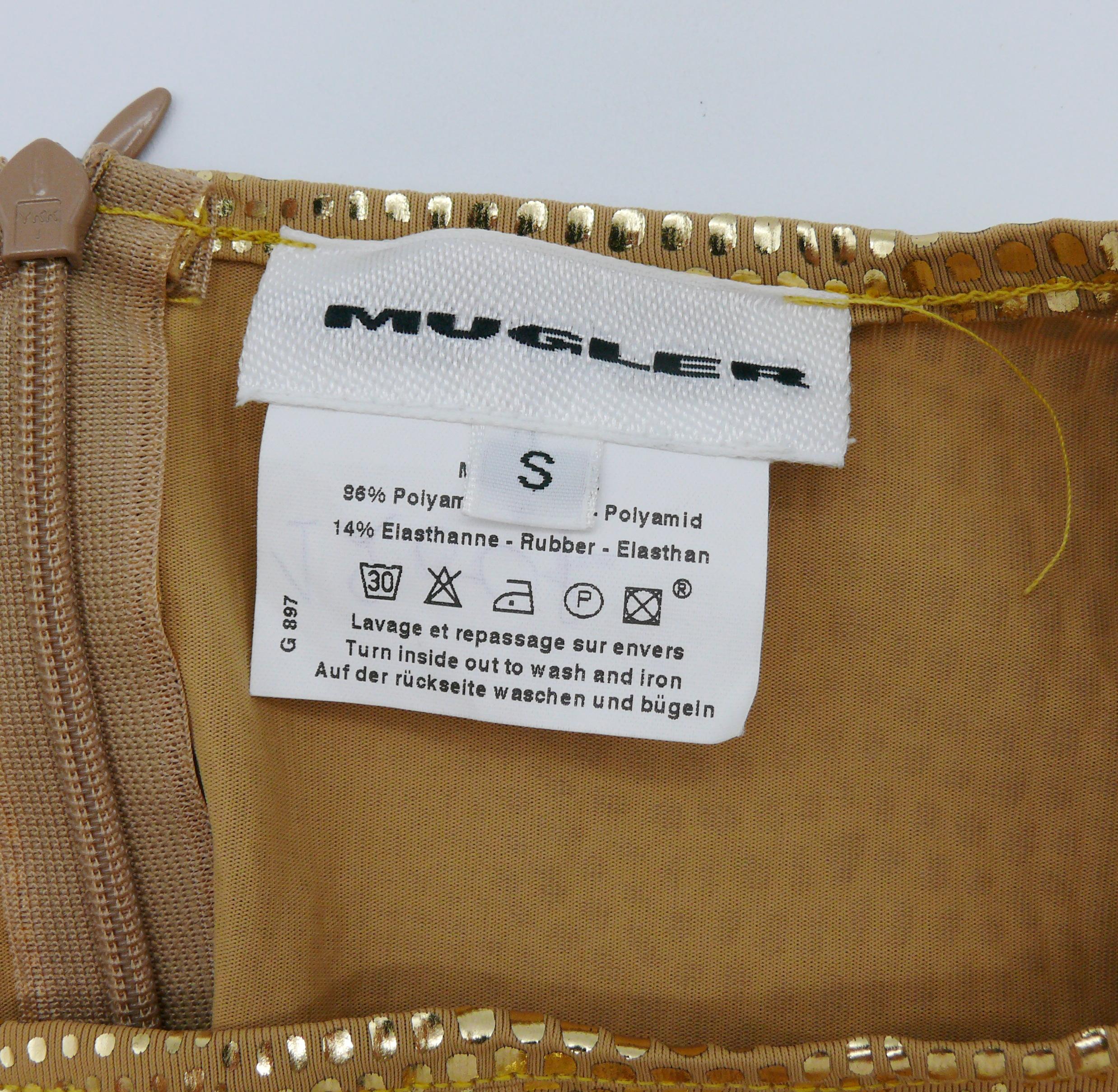 Thierry Mugler Vintage 1998 Gold Reptile Skin Like Body-Conscious Dress Size S In Excellent Condition In Nice, FR