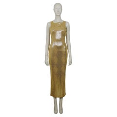 Thierry Mugler Vintage 1998 Gold Reptile Skin Like Body-Conscious Dress Size S