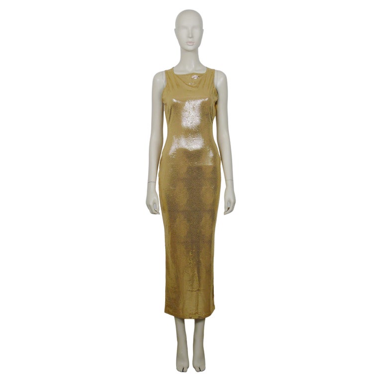 Thierry Mugler Vintage 1998 Gold Reptile Skin Like Body-Conscious Dress ...