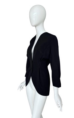 Thierry Mugler Vintage 80s Black Wool Single Breasted Jacket (Veste en laine à boutonnage unique)