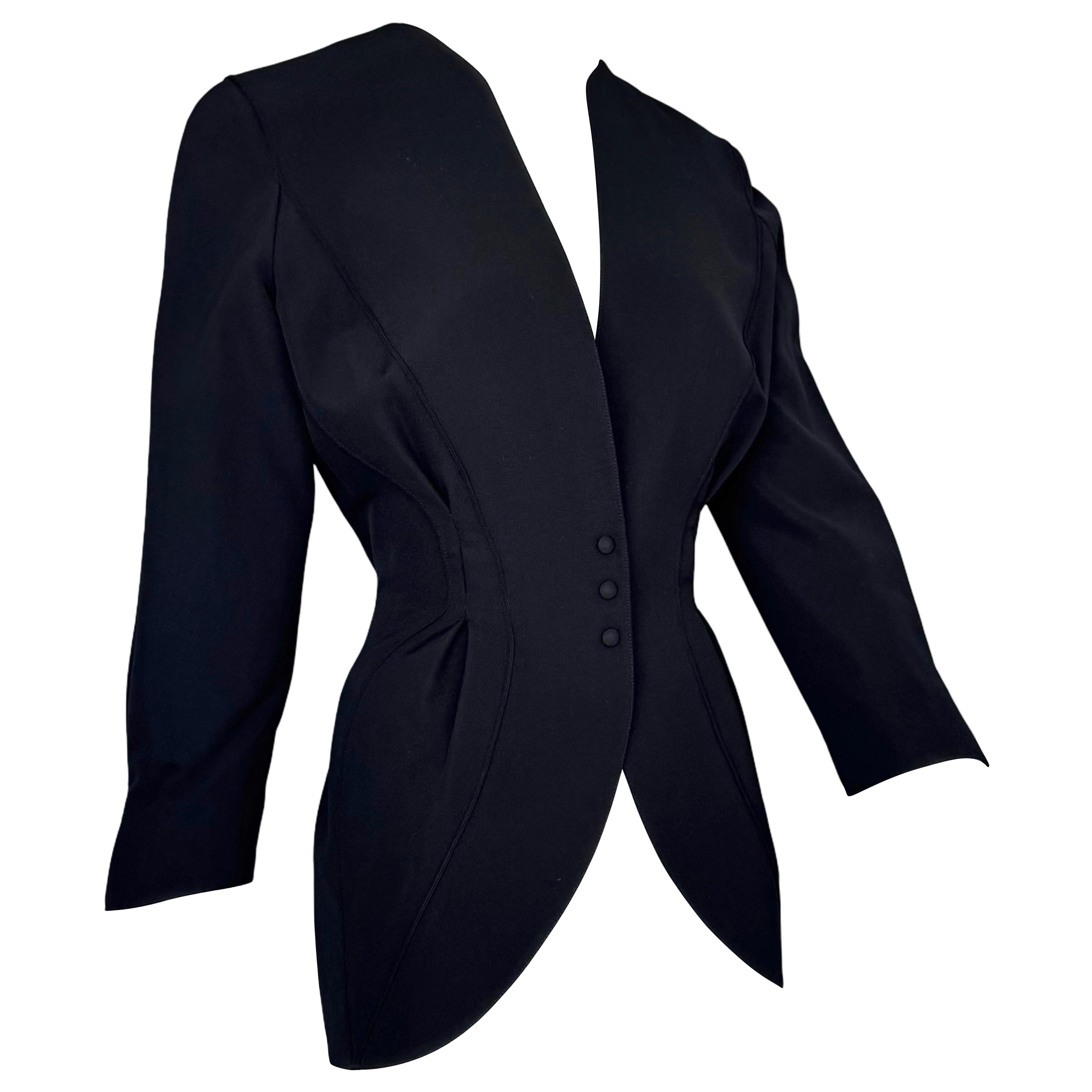 Thierry Mugler Vintage 80s Black Wool Single Breasted Jacket