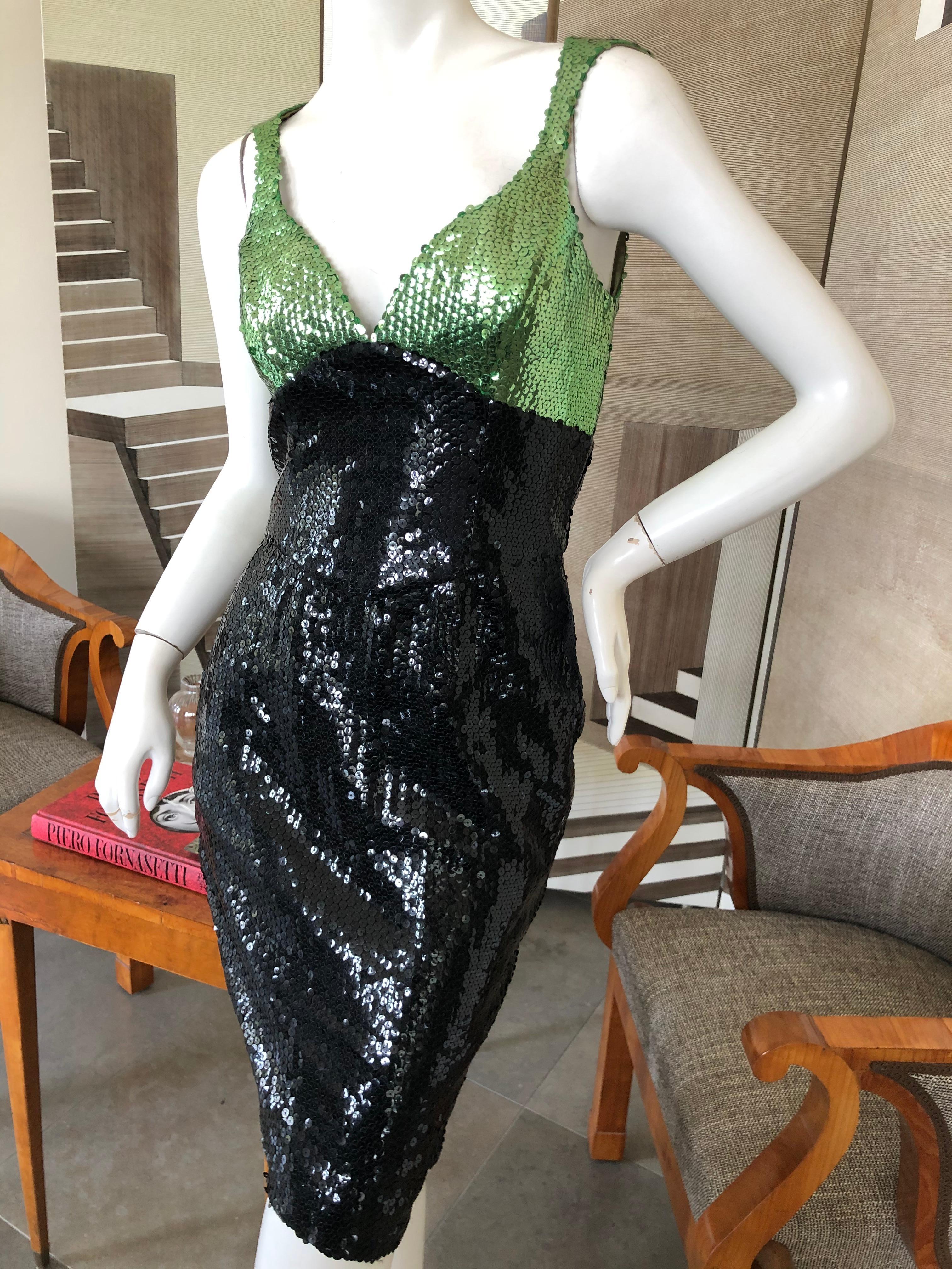 Black Thierry Mugler Vintage 80's Sequin Cocktail Dress
