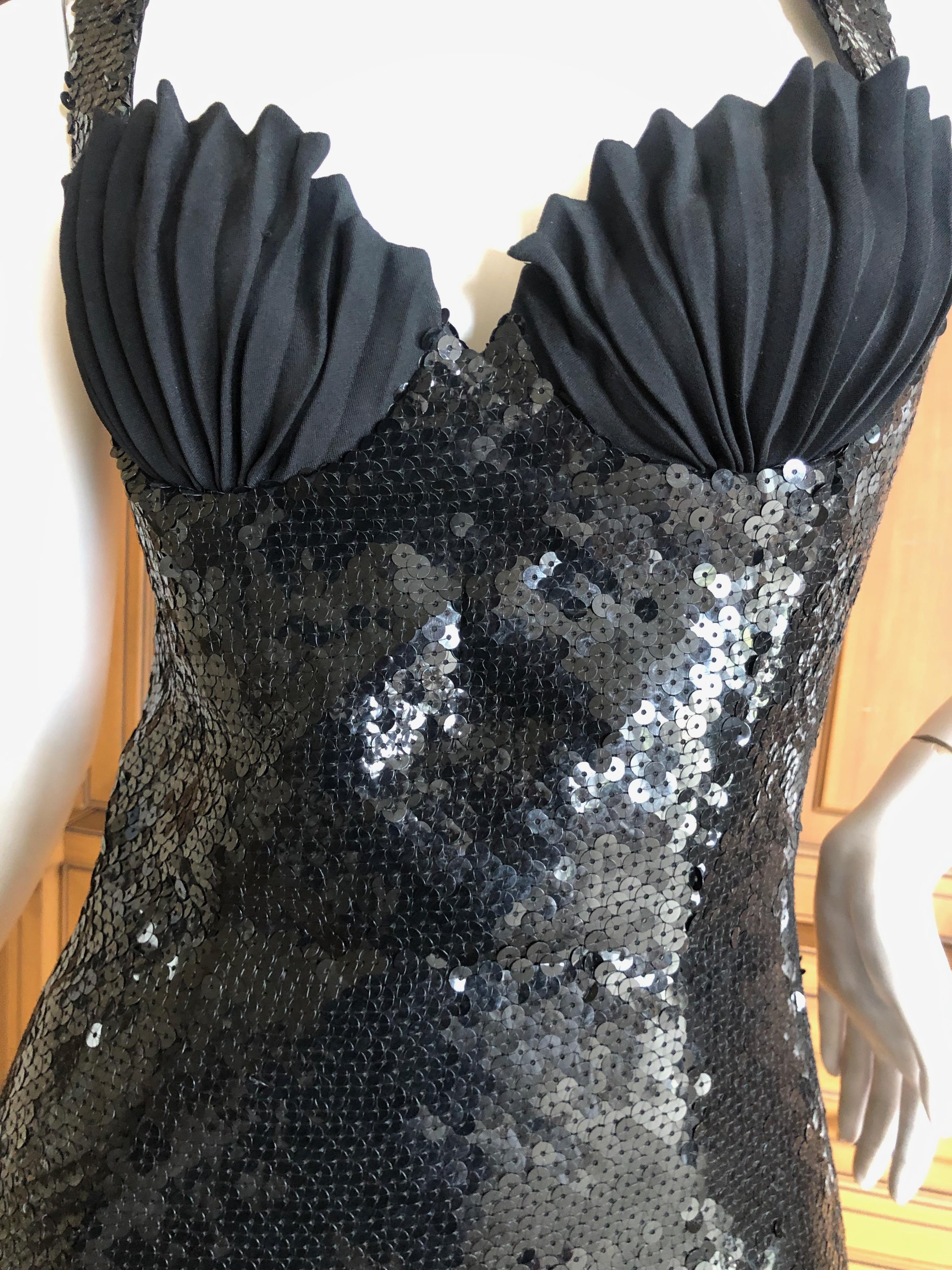 Thierry Mugler Vintage 1980's Sequin Little Black Dress w Pleated Shell Bust
So charming, use zoom feature to see details
Size 40
  Bust 36