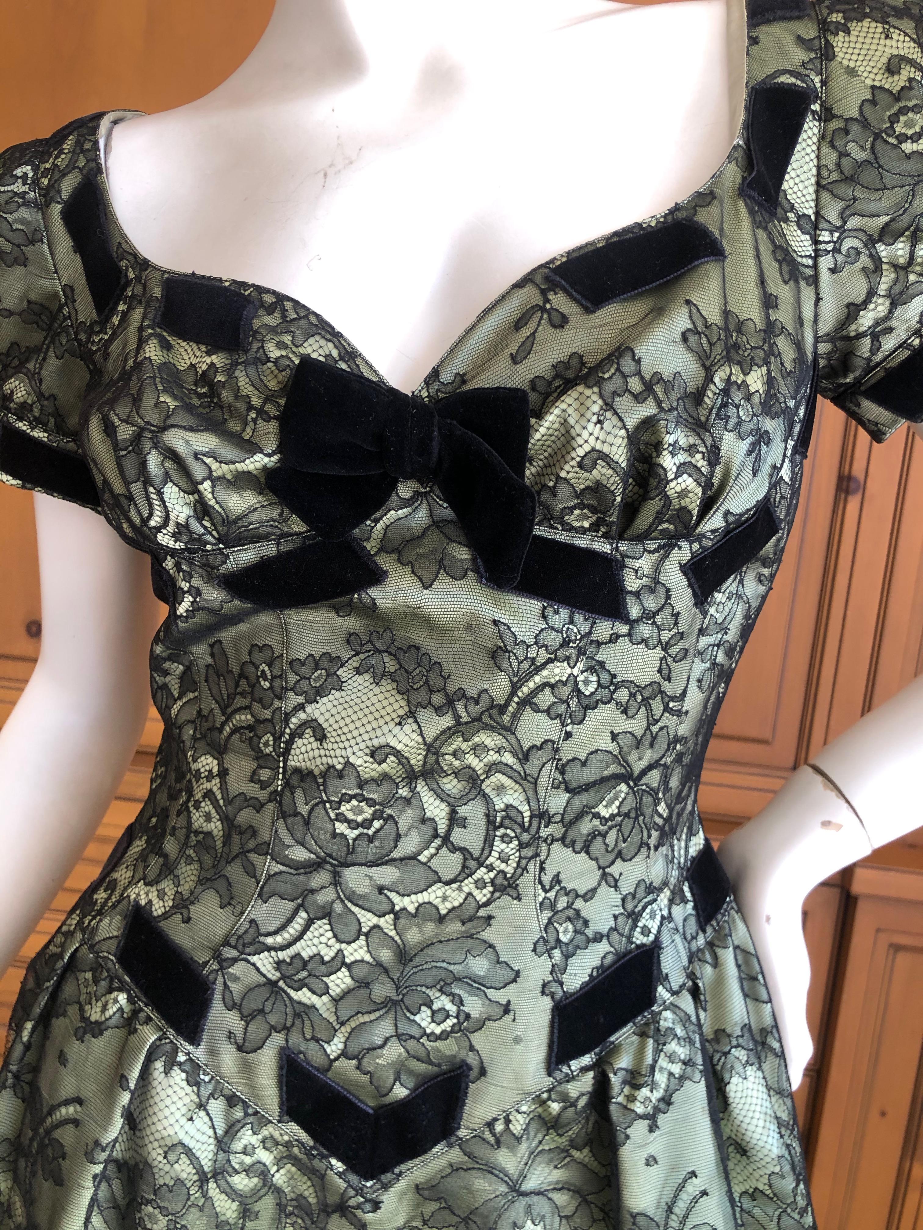 Black Thierry Mugler Vintage 80's Sexy Silk Lined Lace Overlay Cocktail Dress For Sale