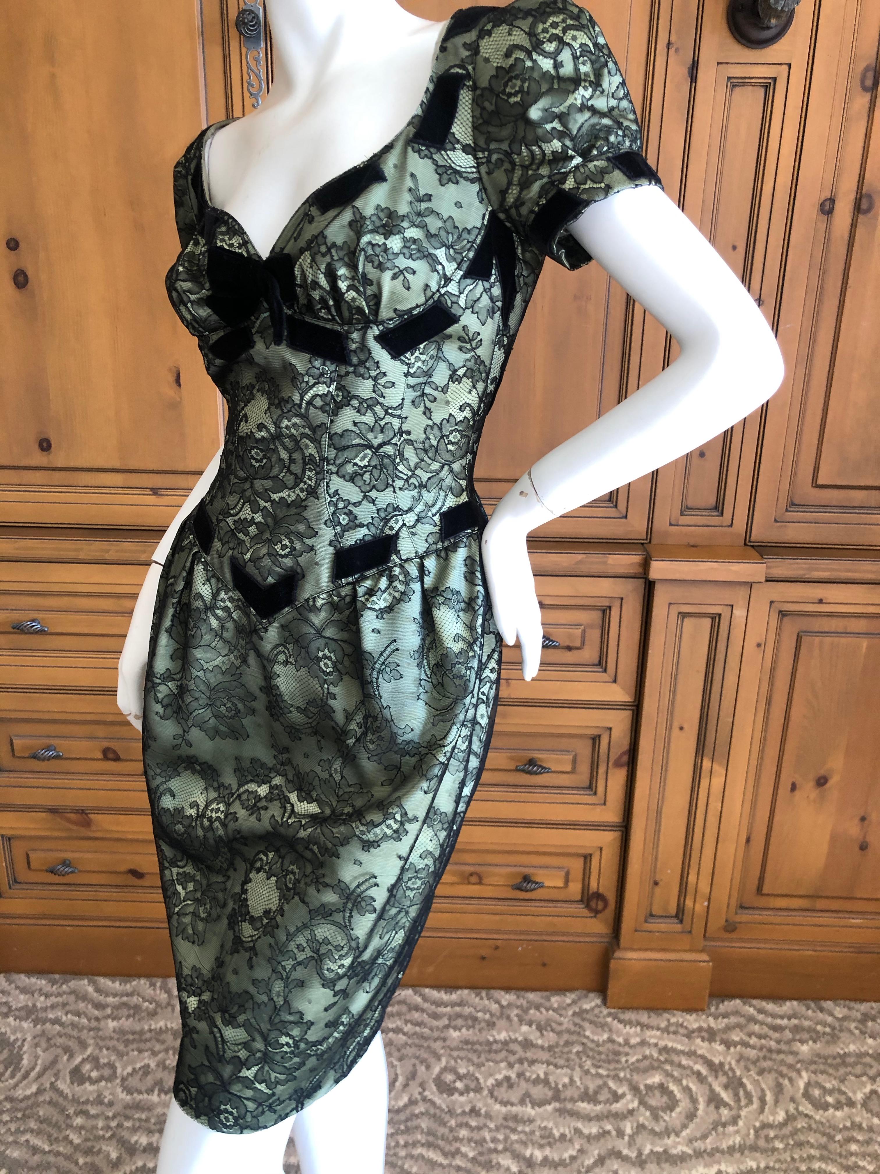 Women's Thierry Mugler Vintage 80's Sexy Silk Lined Lace Overlay Cocktail Dress For Sale
